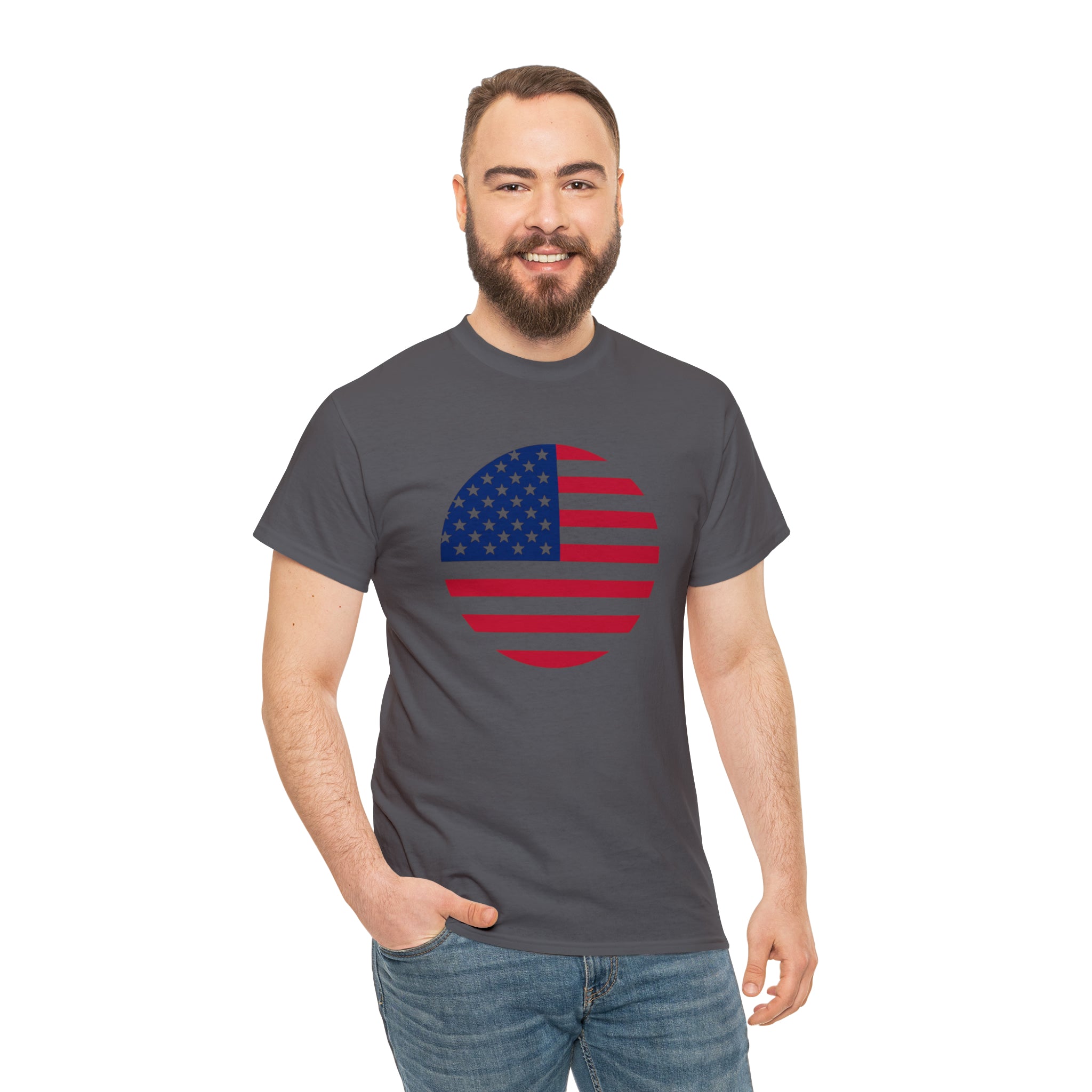 American Flag Globe Unisex Heavy Cotton Tee