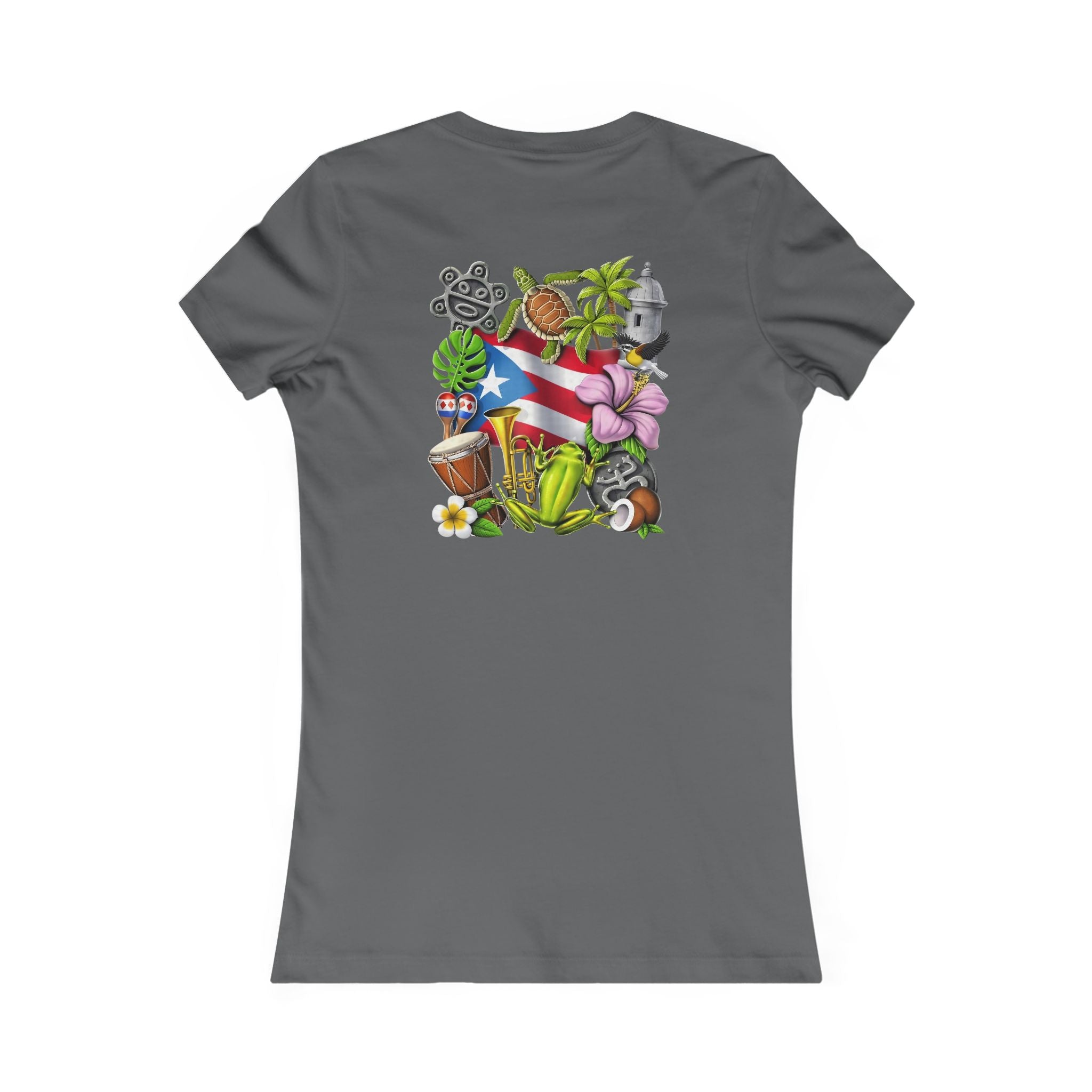 Patriotic Puerto Rico Rose Tee — Women's Flag Butterfly Floral T-Shirt