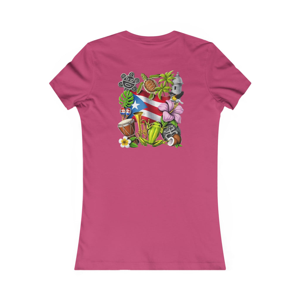 Patriotic Puerto Rico Rose Tee — Women's Flag Butterfly Floral T-Shirt
