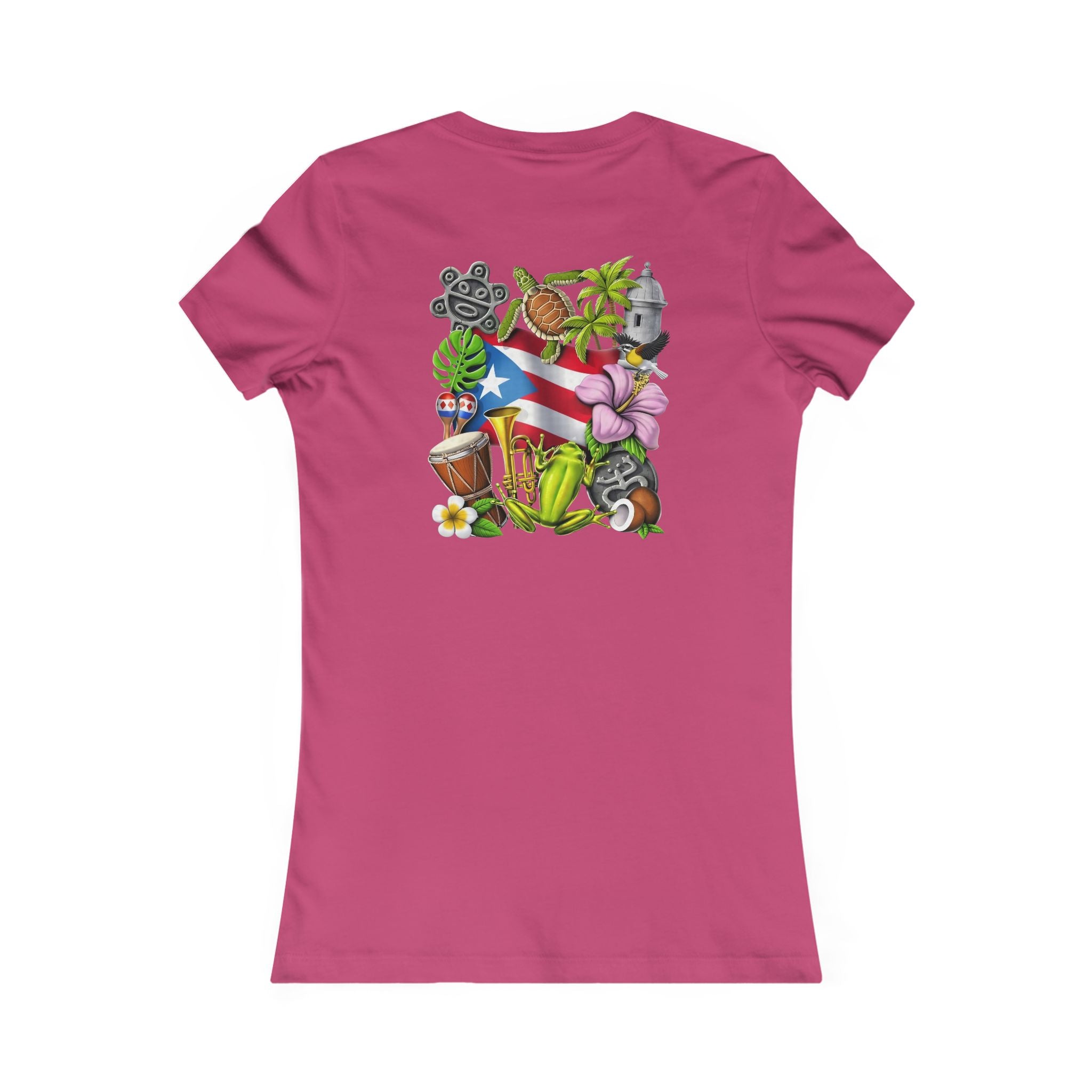Patriotic Puerto Rico Rose Tee — Women's Flag Butterfly Floral T-Shirt