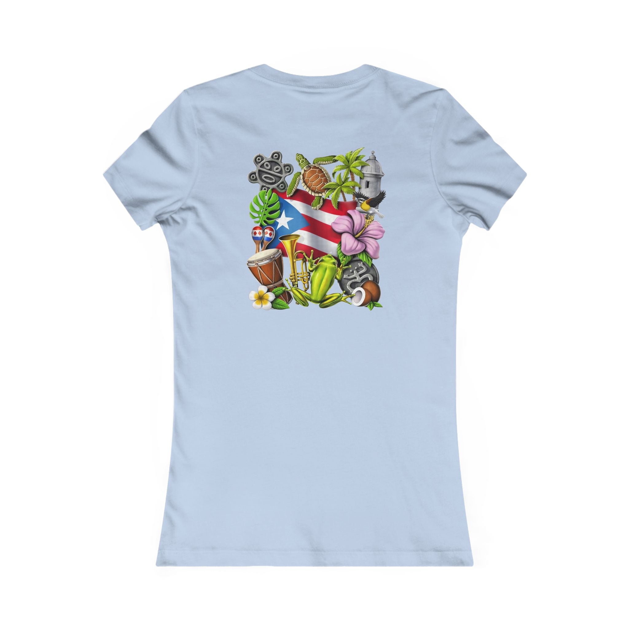 Patriotic Puerto Rico Rose Tee — Women's Flag Butterfly Floral T-Shirt