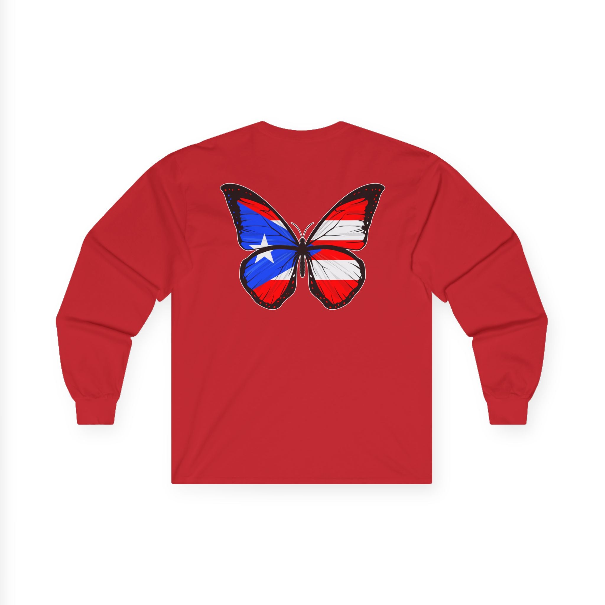 Women's Puerto Rico Flag Butterfly Long Sleeve Tee