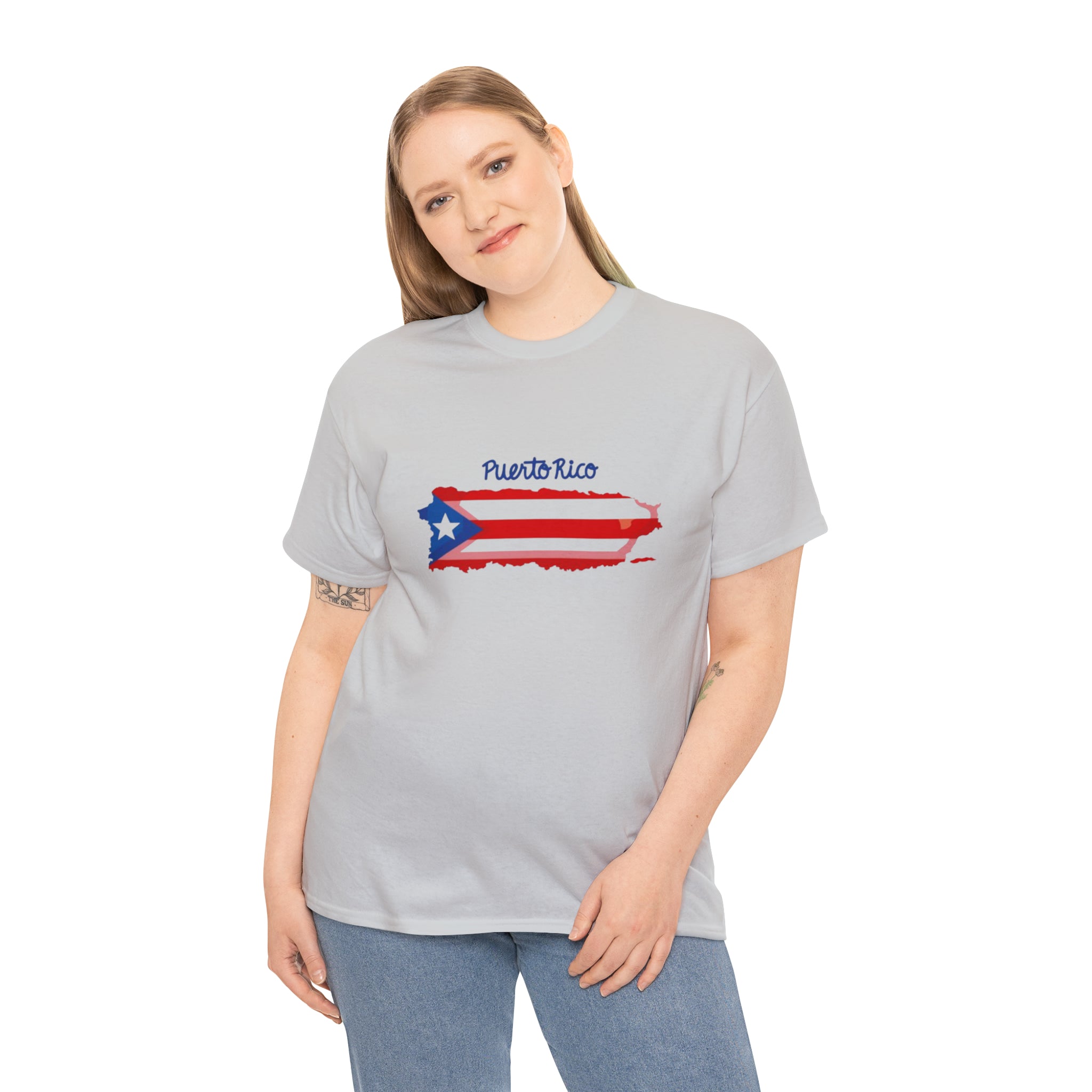 Island of Puerto Rico Flag Heavy Cotton Tee