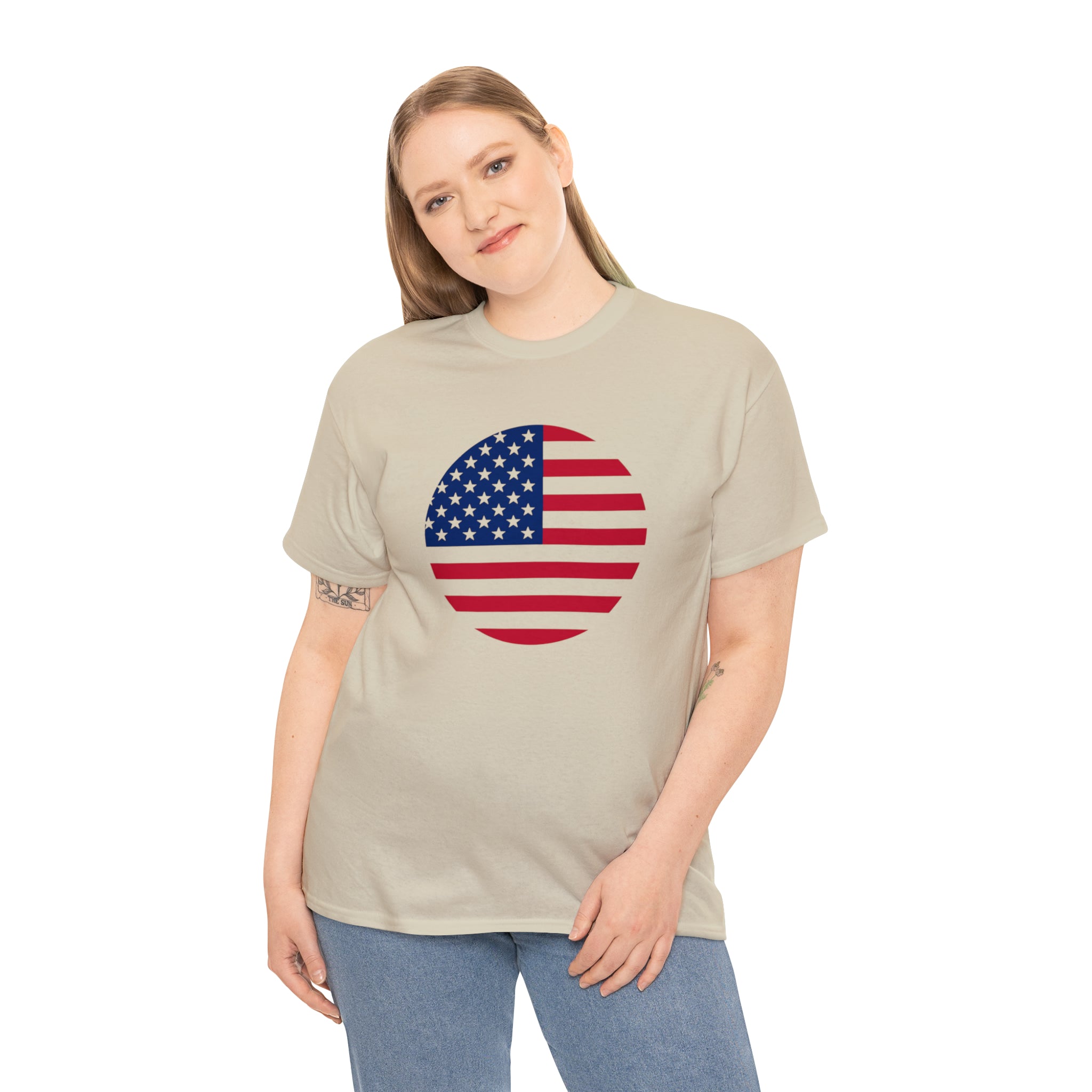 American Flag Globe Unisex Heavy Cotton Tee