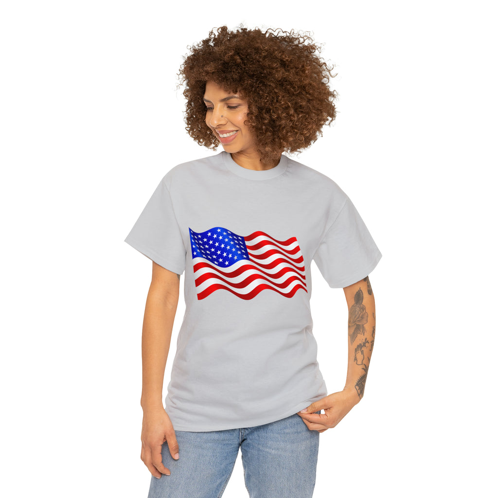 American Wavy Flag Unisex Heavy Cotton Tee