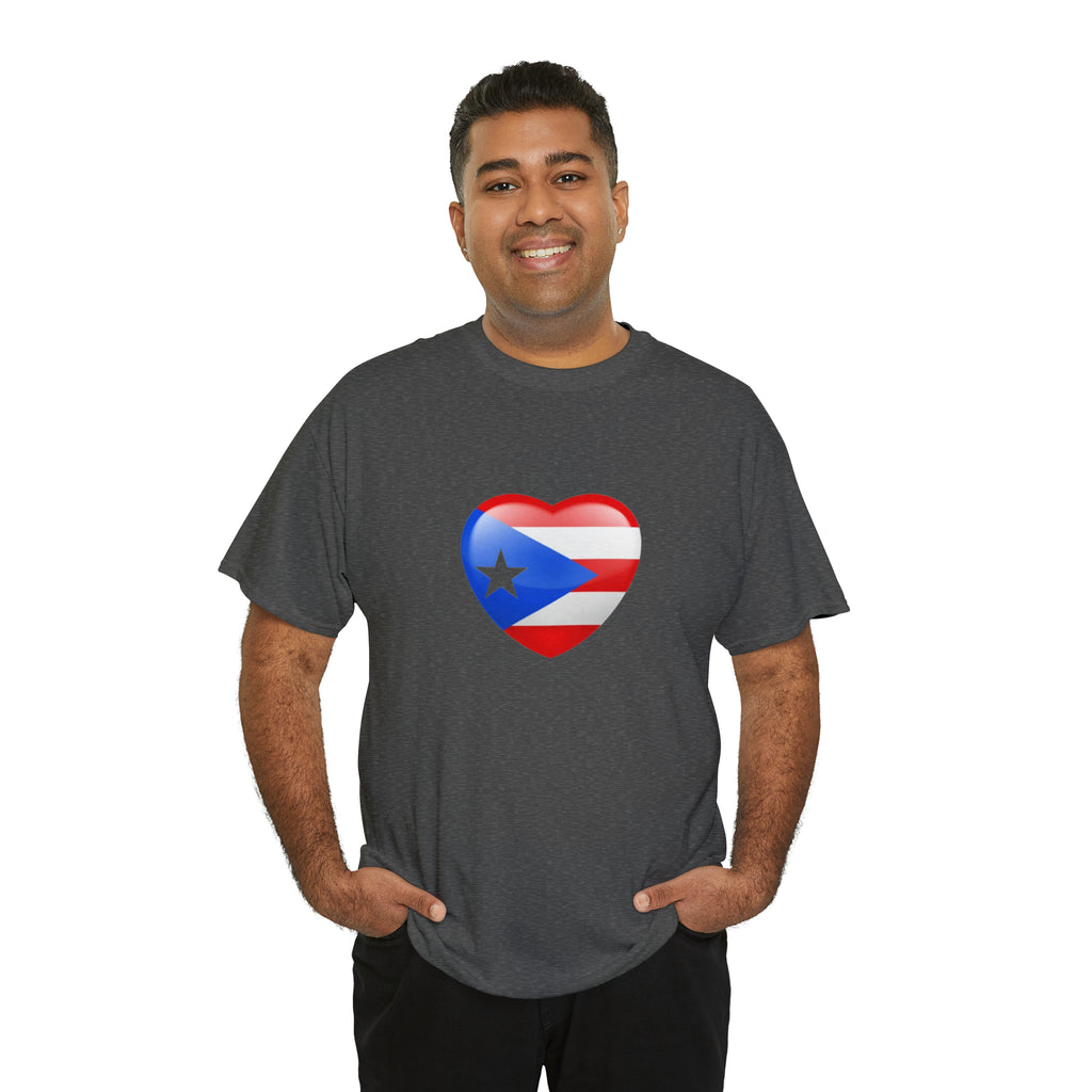 Puerto Rican Flag Heart Unisex Heavy Cotton Tee