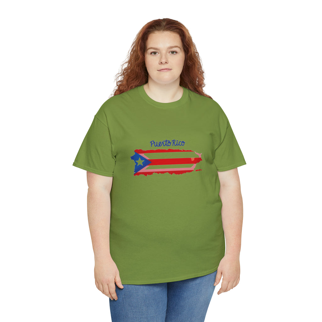 Island of Puerto Rico Flag Heavy Cotton Tee