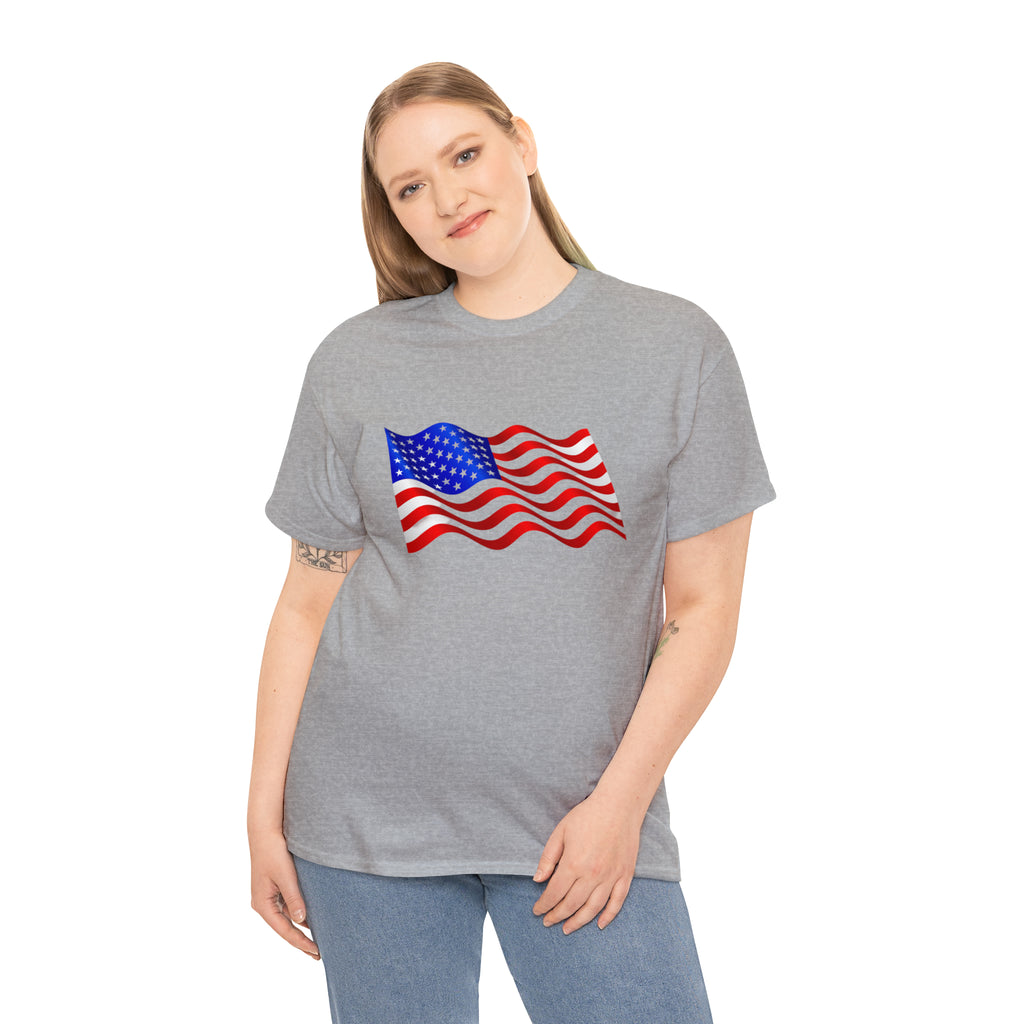 American Wavy Flag Unisex Heavy Cotton Tee