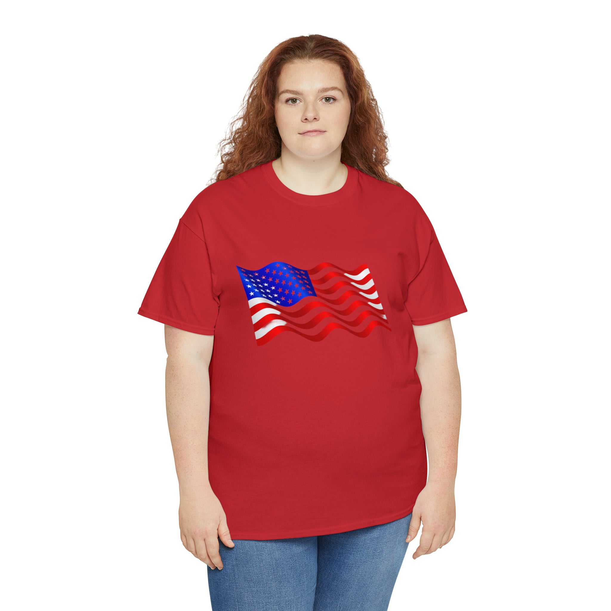 American Wavy Flag Unisex Heavy Cotton Tee