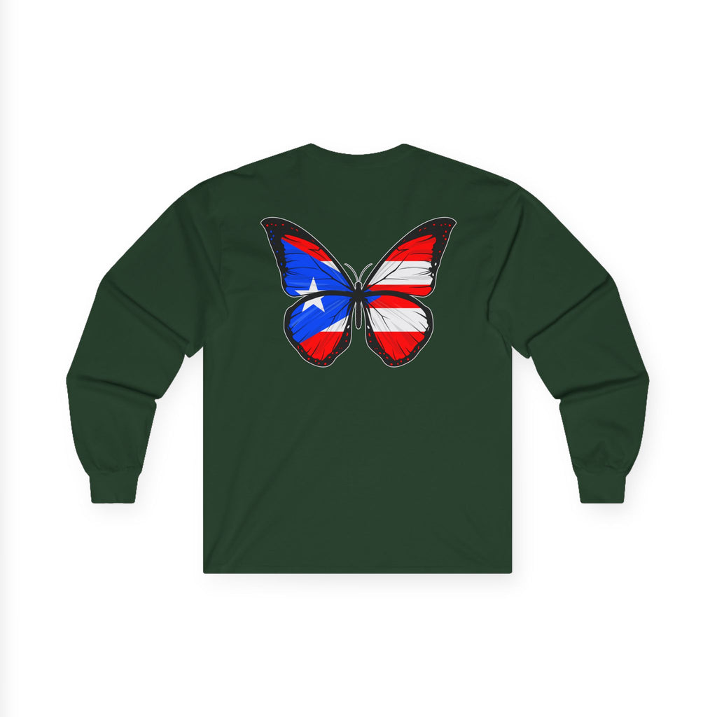 Women's Puerto Rico Flag Butterfly Long Sleeve Tee