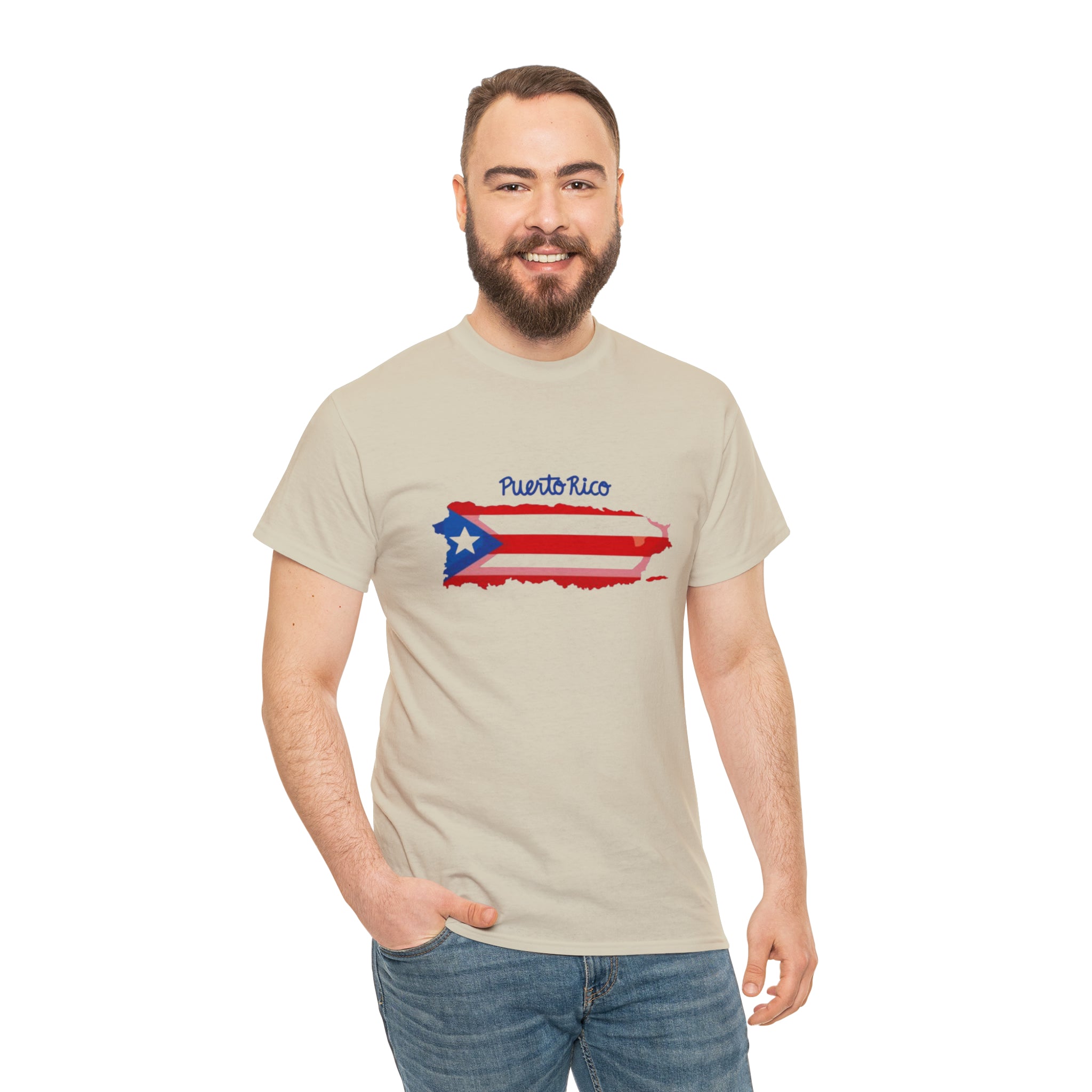 Island of Puerto Rico Flag Heavy Cotton Tee