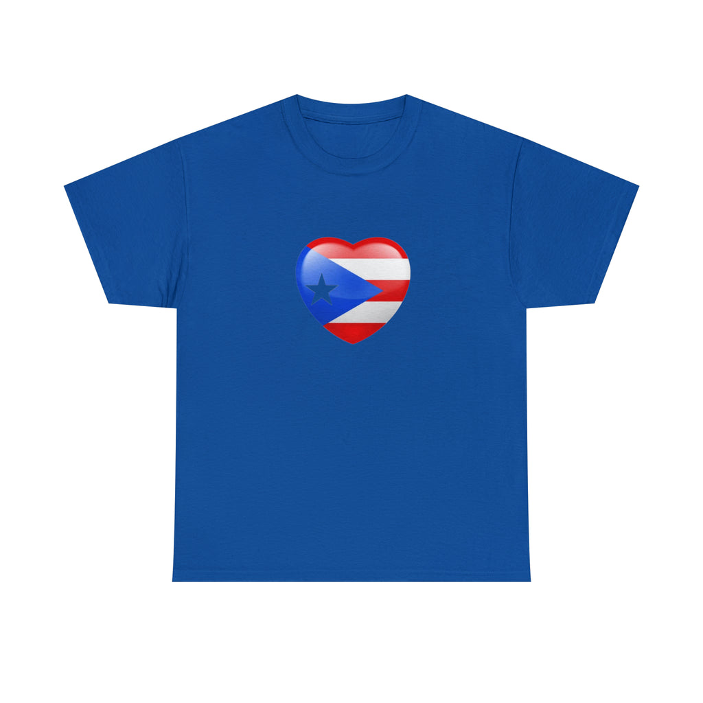 Puerto Rican Flag Heart Unisex Heavy Cotton Tee