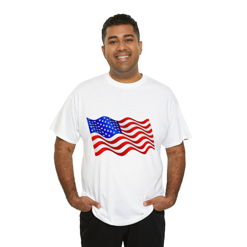 American Wavy Flag Unisex Heavy Cotton Tee