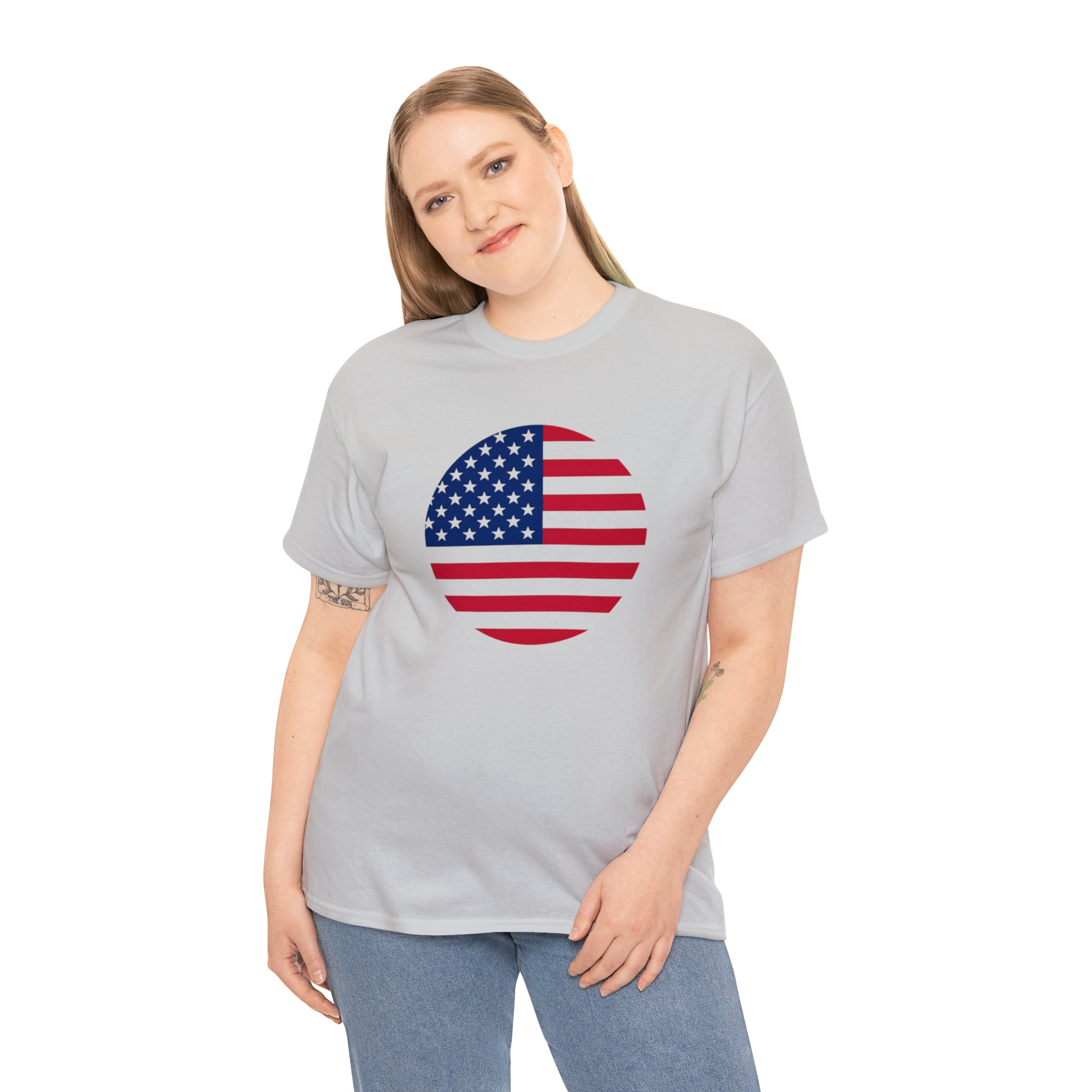 American Flag Globe Unisex Heavy Cotton Tee