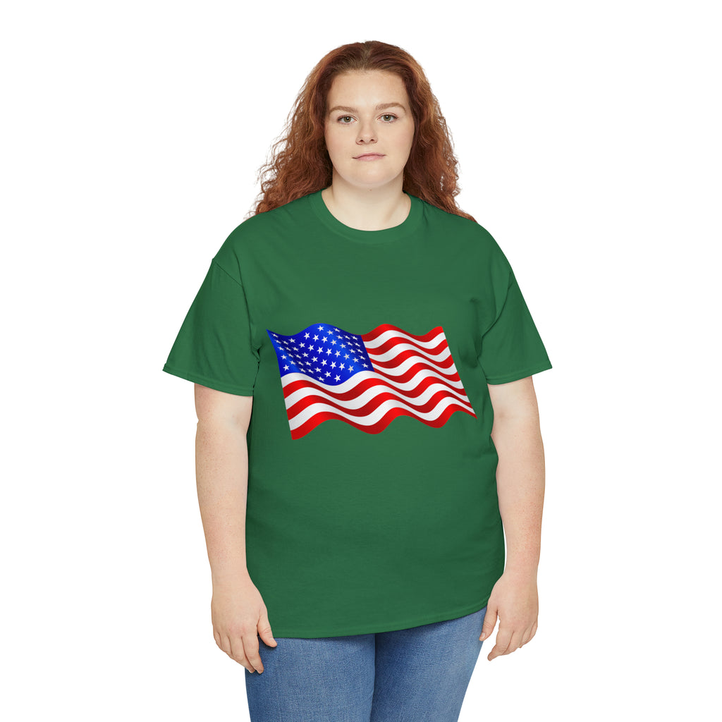 American Wavy Flag Unisex Heavy Cotton Tee