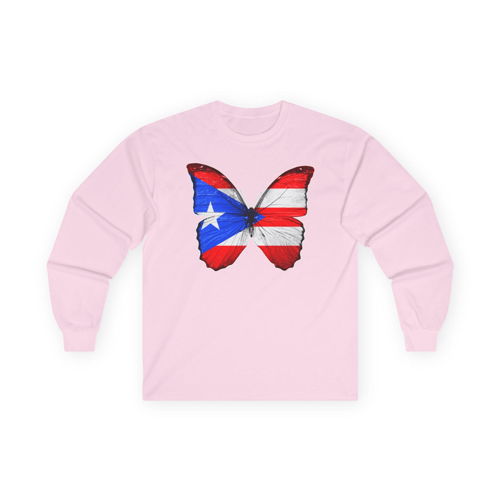 Women's Puerto Rico Flag Butterfly Long Sleeve Tee