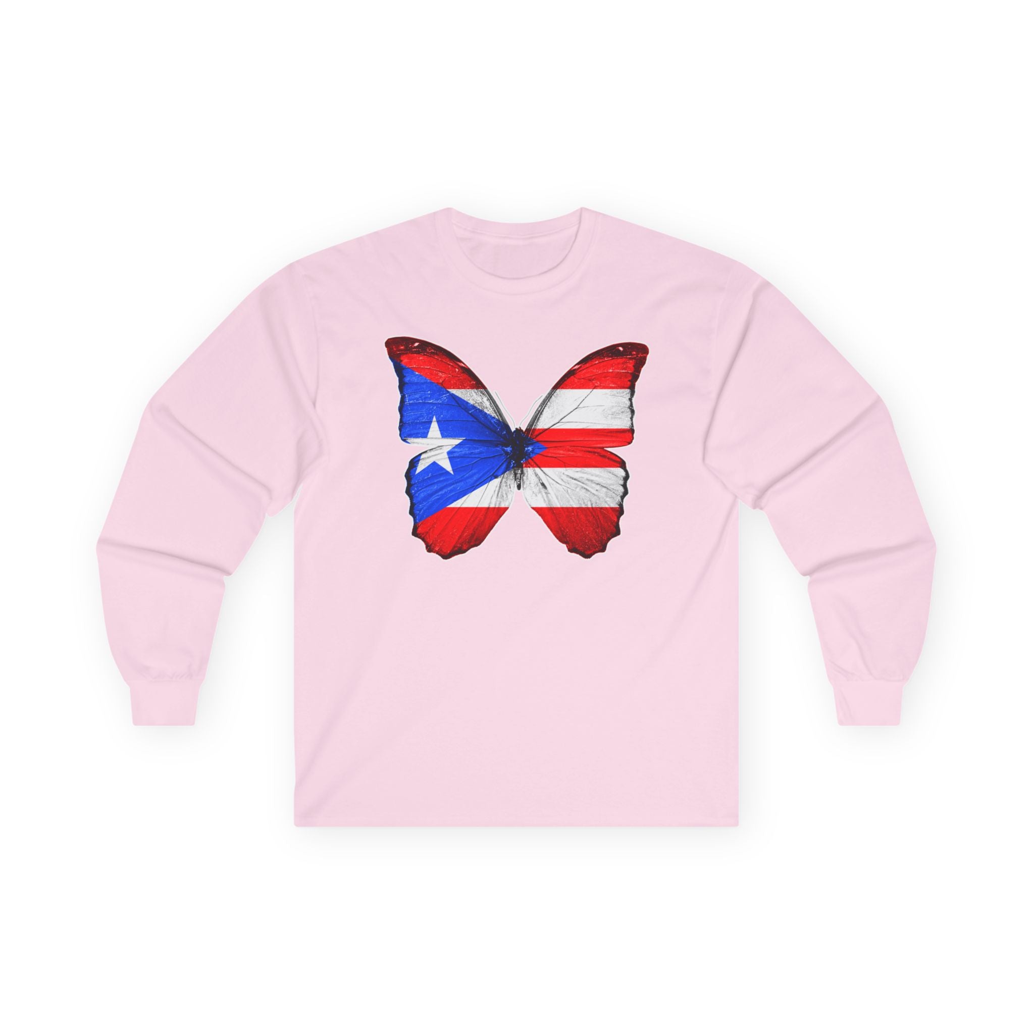 Women's Puerto Rico Flag Butterfly Long Sleeve Tee