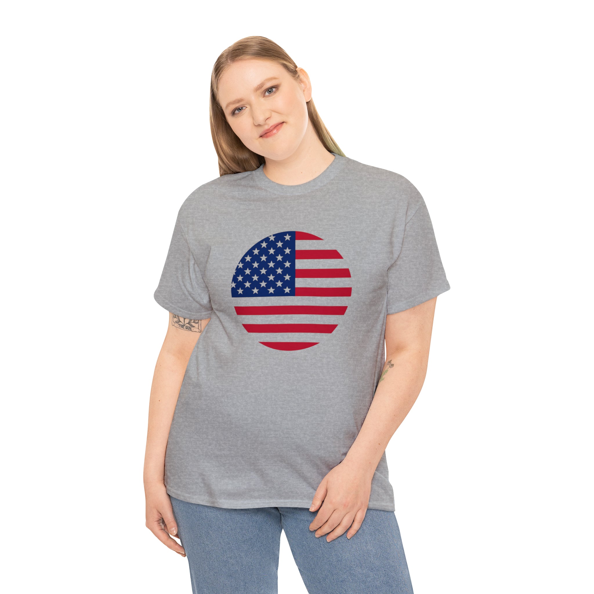 American Flag Globe Unisex Heavy Cotton Tee