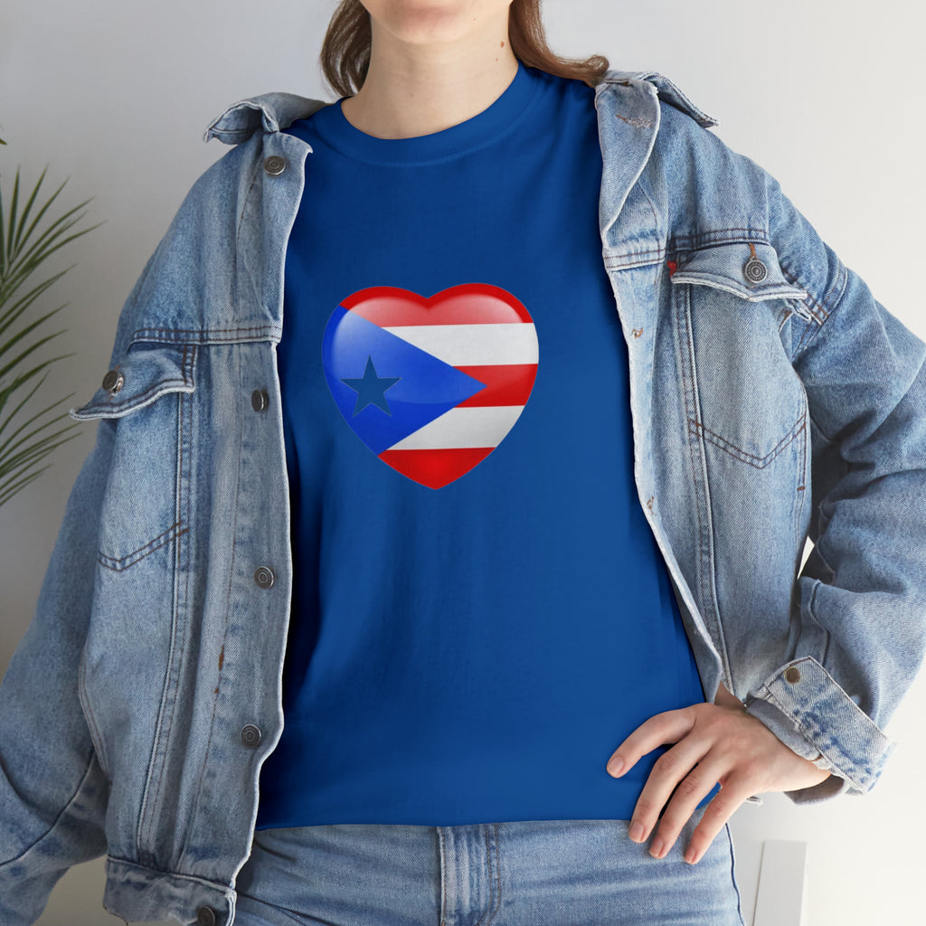 Puerto Rican Flag Heart Unisex Heavy Cotton Tee