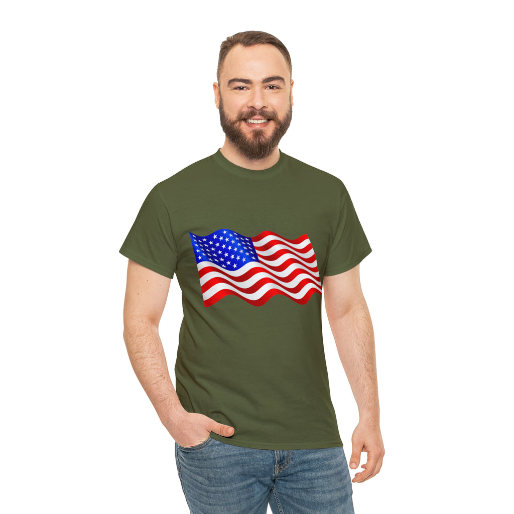 American Wavy Flag Unisex Heavy Cotton Tee