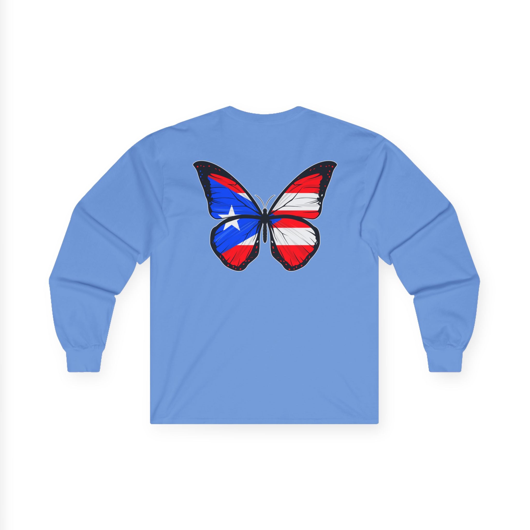 Women's Puerto Rico Flag Butterfly Long Sleeve Tee