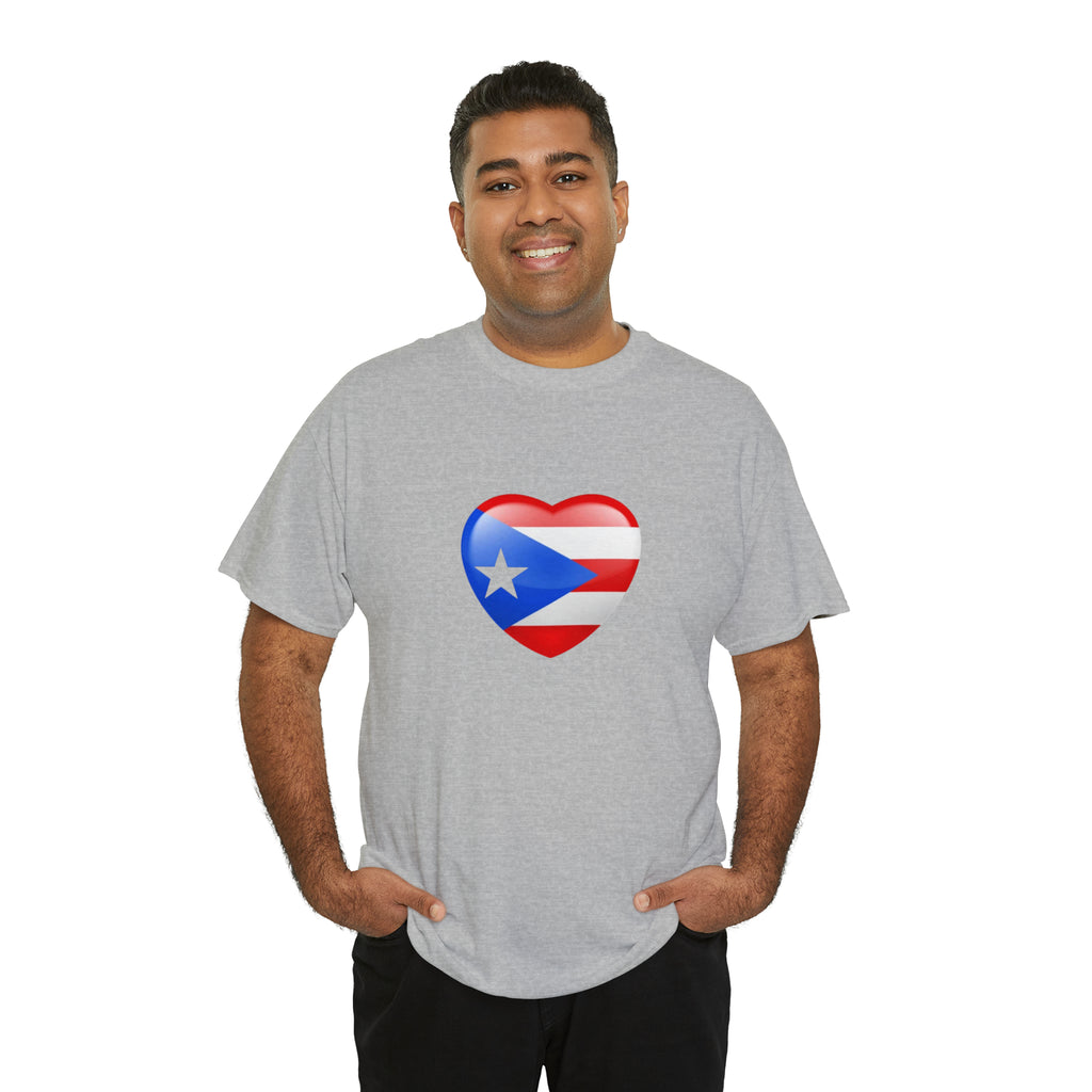 Puerto Rican Flag Heart Unisex Heavy Cotton Tee