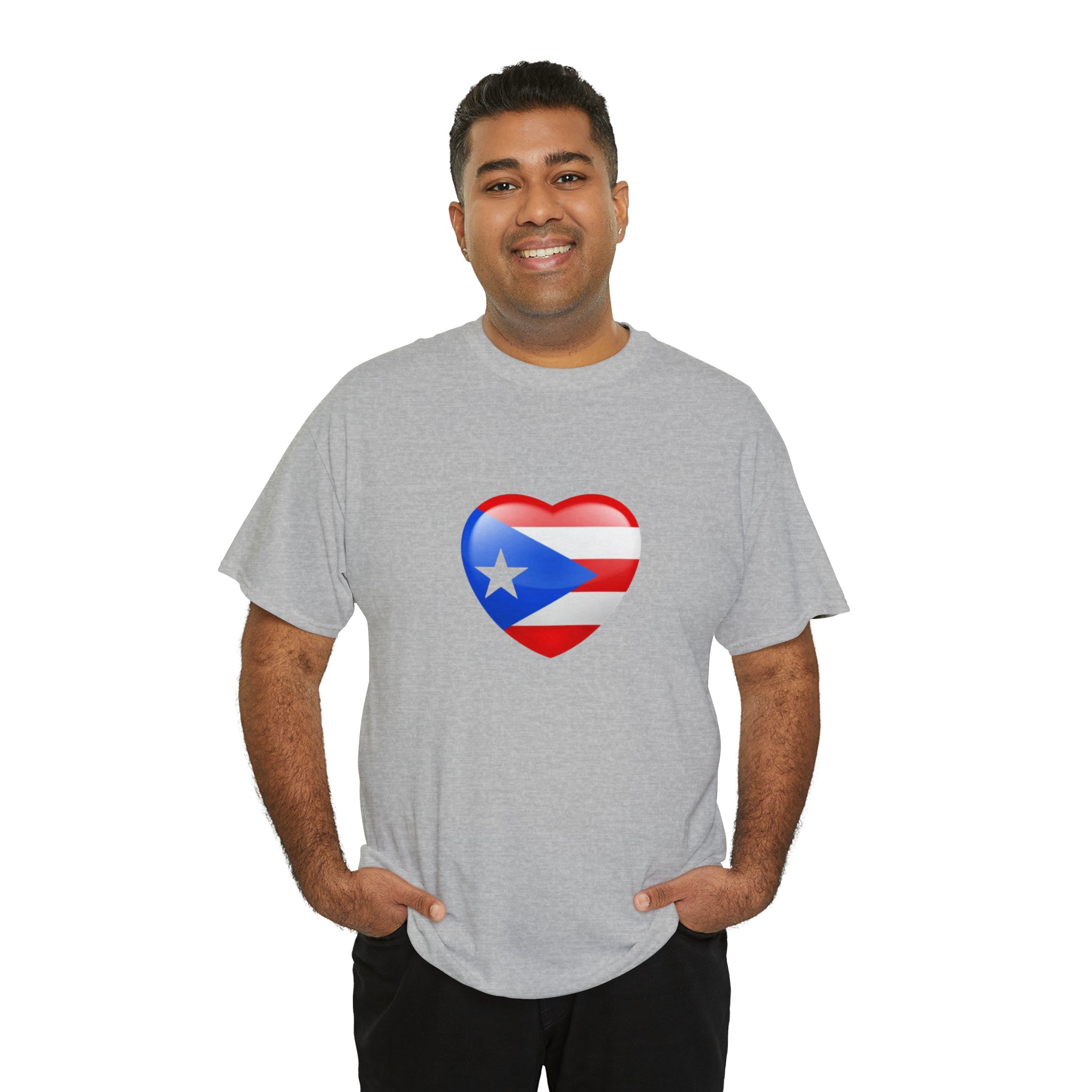 Puerto Rican Flag Heart Unisex Heavy Cotton Tee
