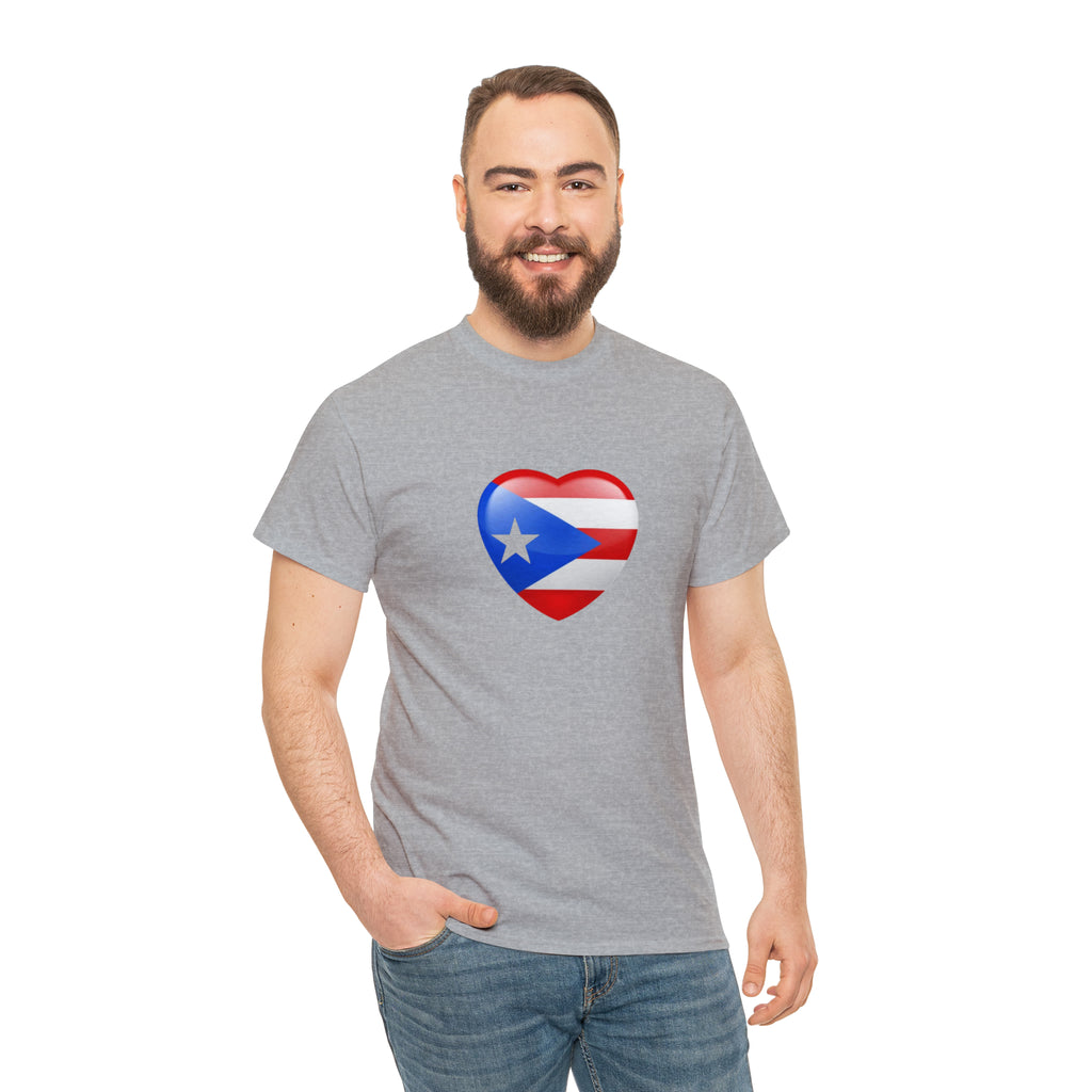 Puerto Rican Flag Heart Unisex Heavy Cotton Tee