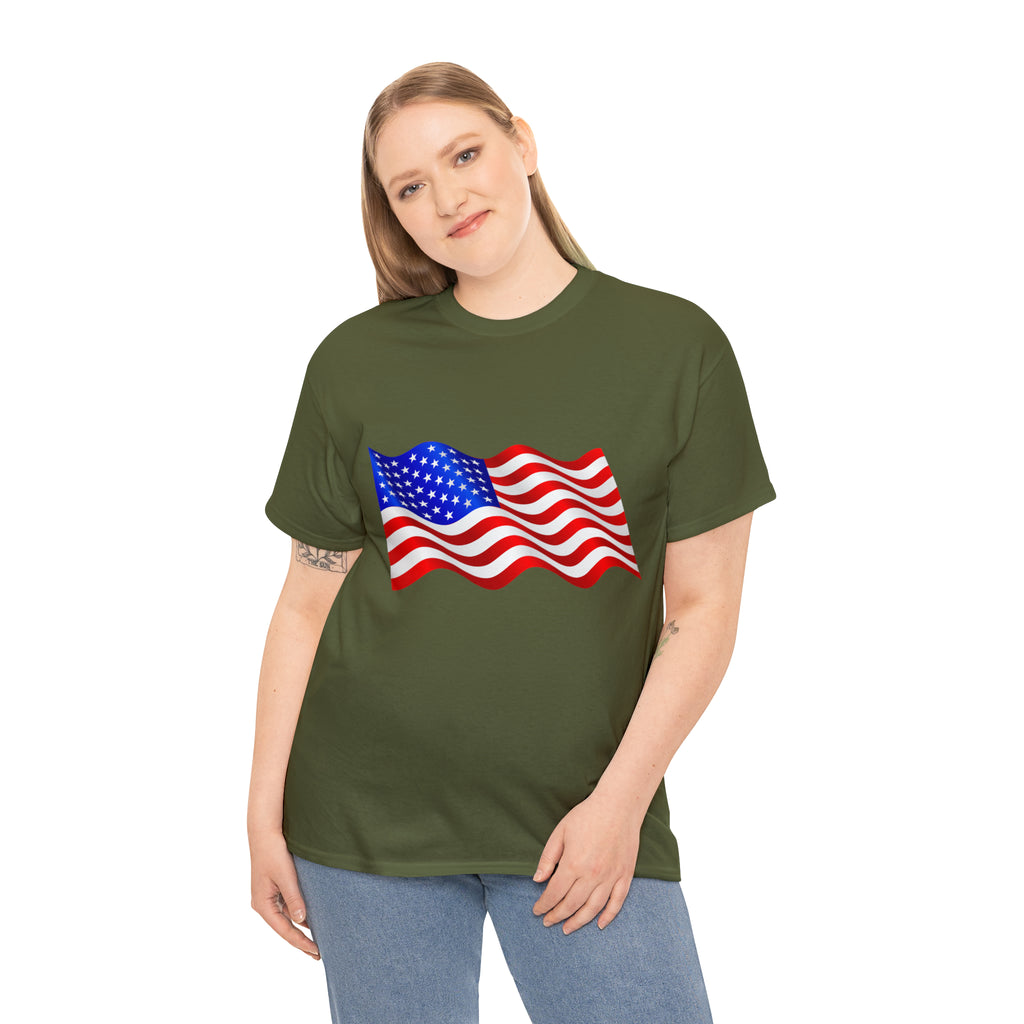 American Wavy Flag Unisex Heavy Cotton Tee