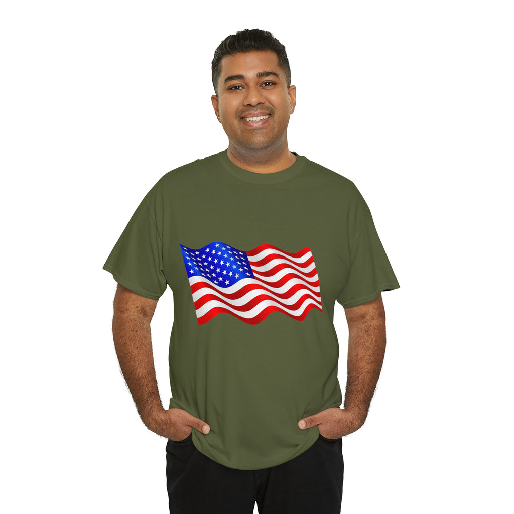 American Wavy Flag Unisex Heavy Cotton Tee
