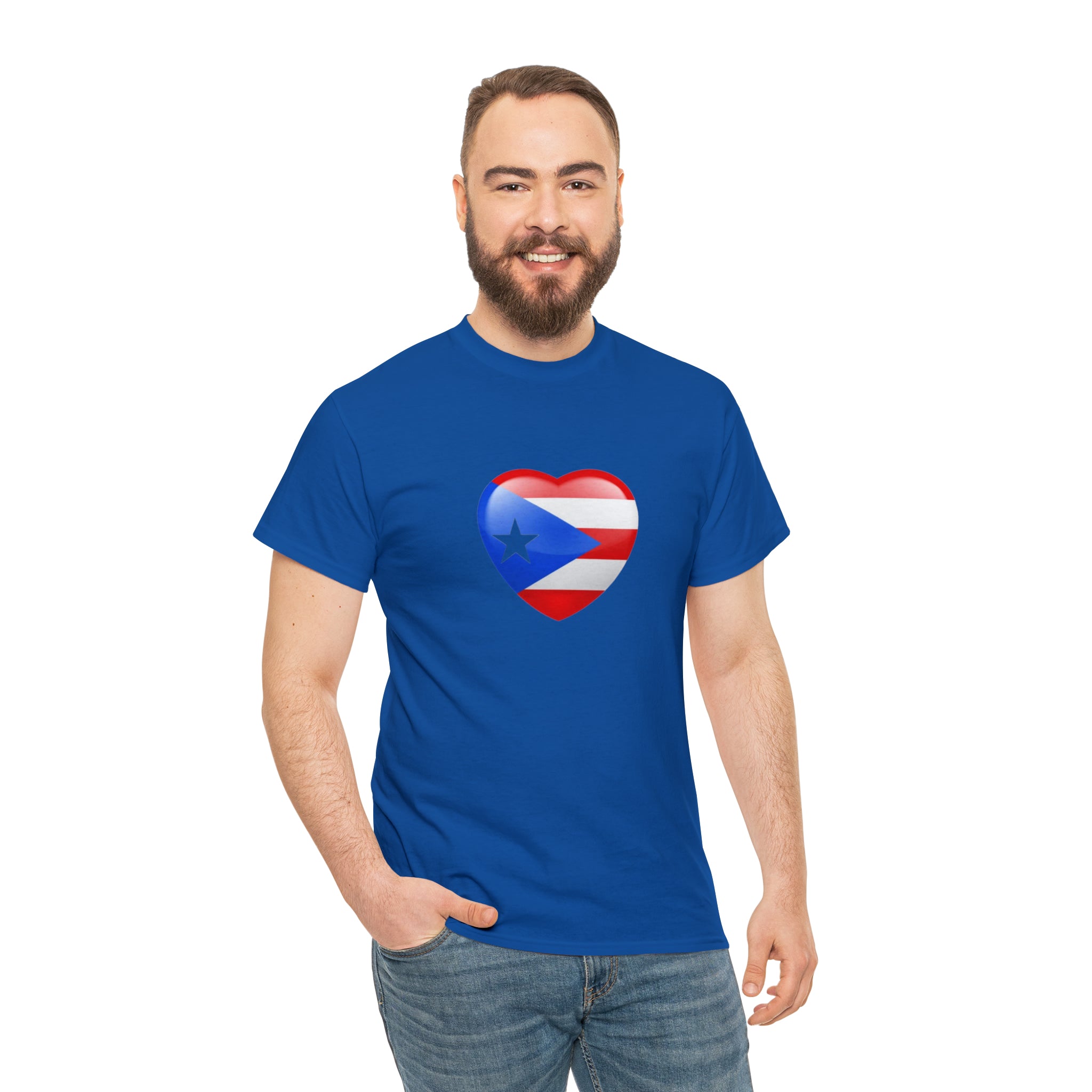 Puerto Rican Flag Heart Unisex Heavy Cotton Tee
