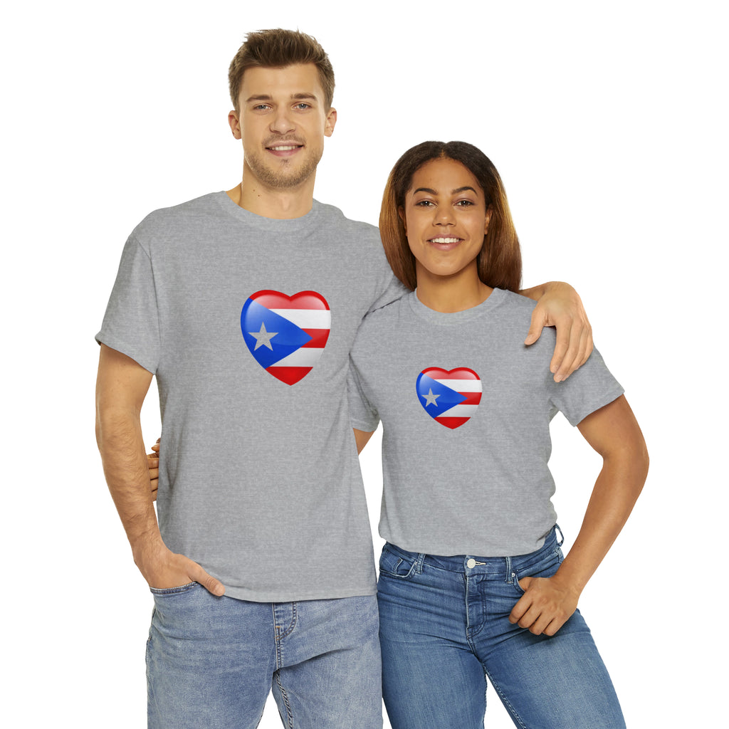 Puerto Rican Flag Heart Unisex Heavy Cotton Tee