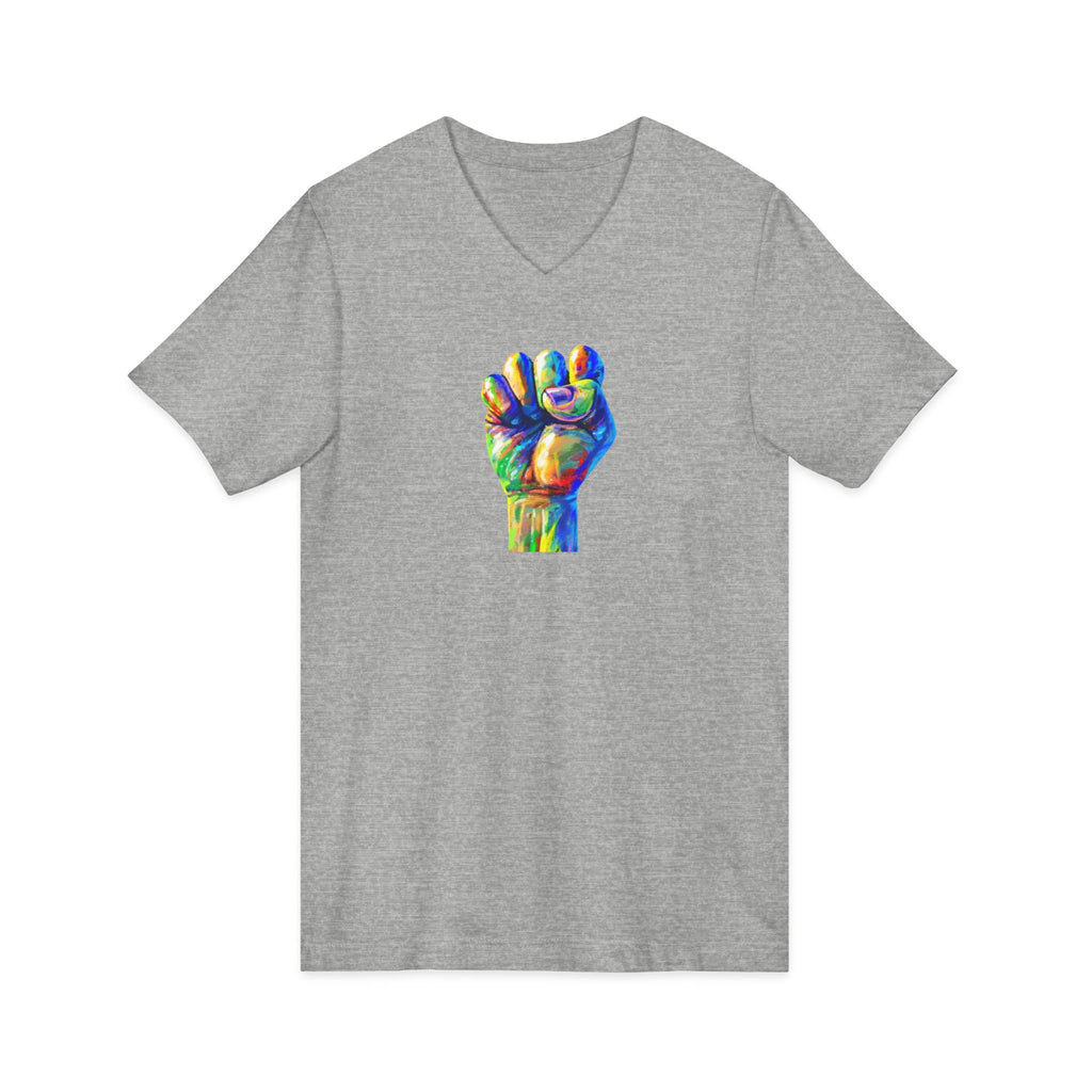 Power To The People Fist V-Neck Tee — Pride & Protest Solidarity T-Shirt