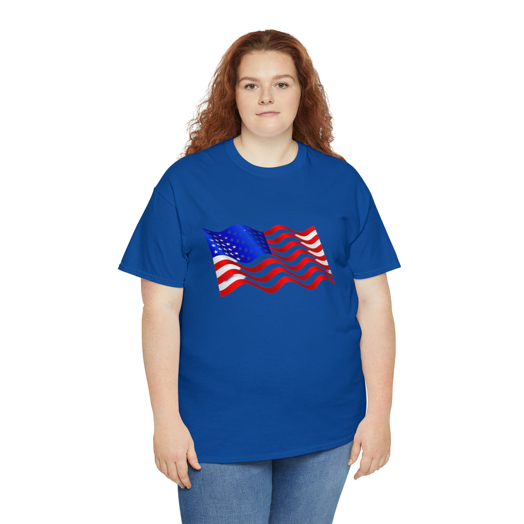 American Wavy Flag Unisex Heavy Cotton Tee