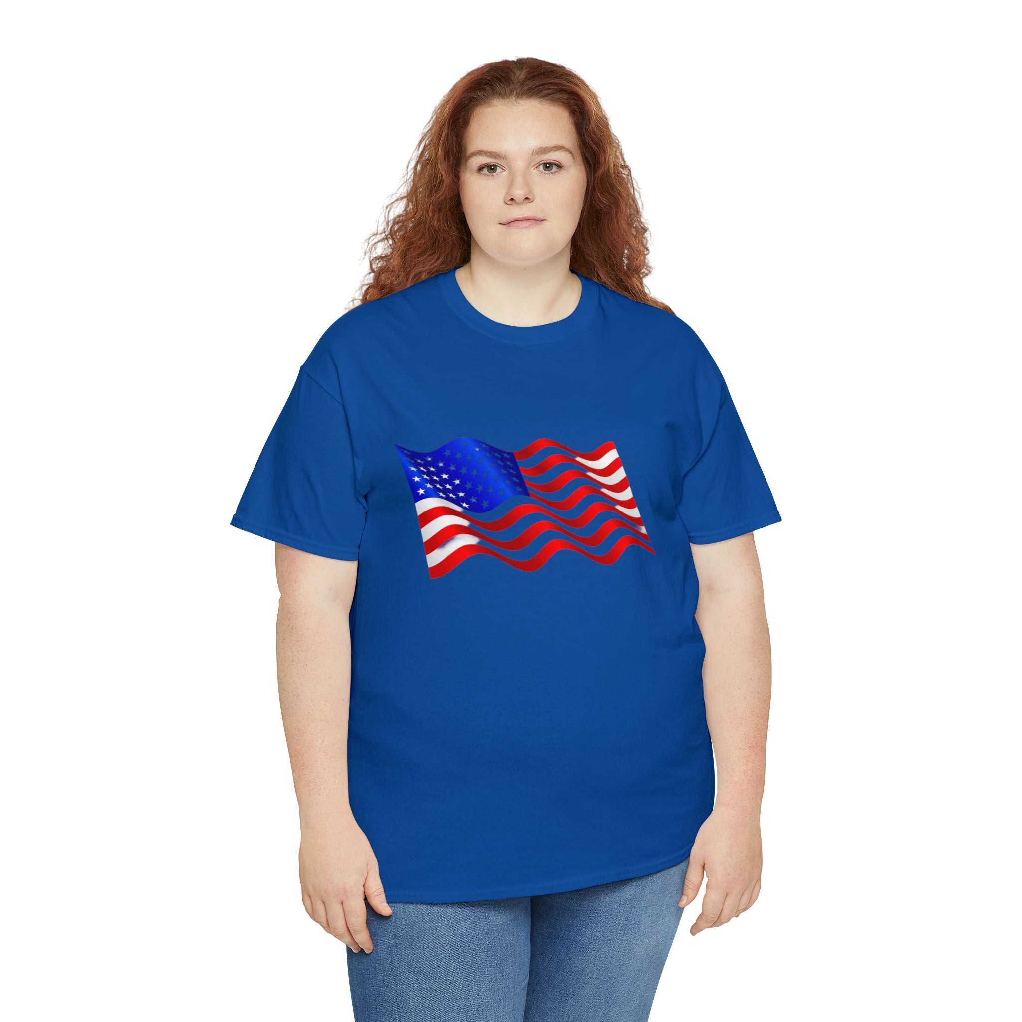 American Wavy Flag Unisex Heavy Cotton Tee