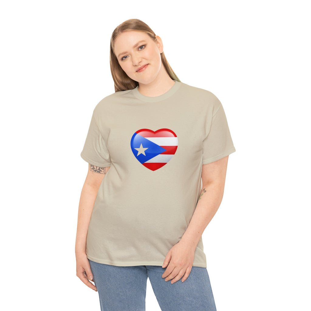 Puerto Rican Flag Heart Unisex Heavy Cotton Tee