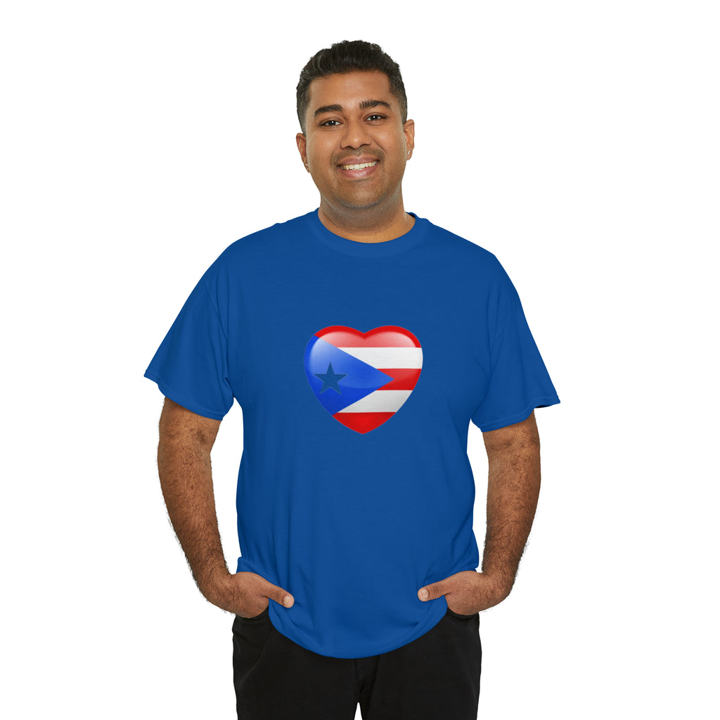 Puerto Rican Flag Heart Unisex Heavy Cotton Tee