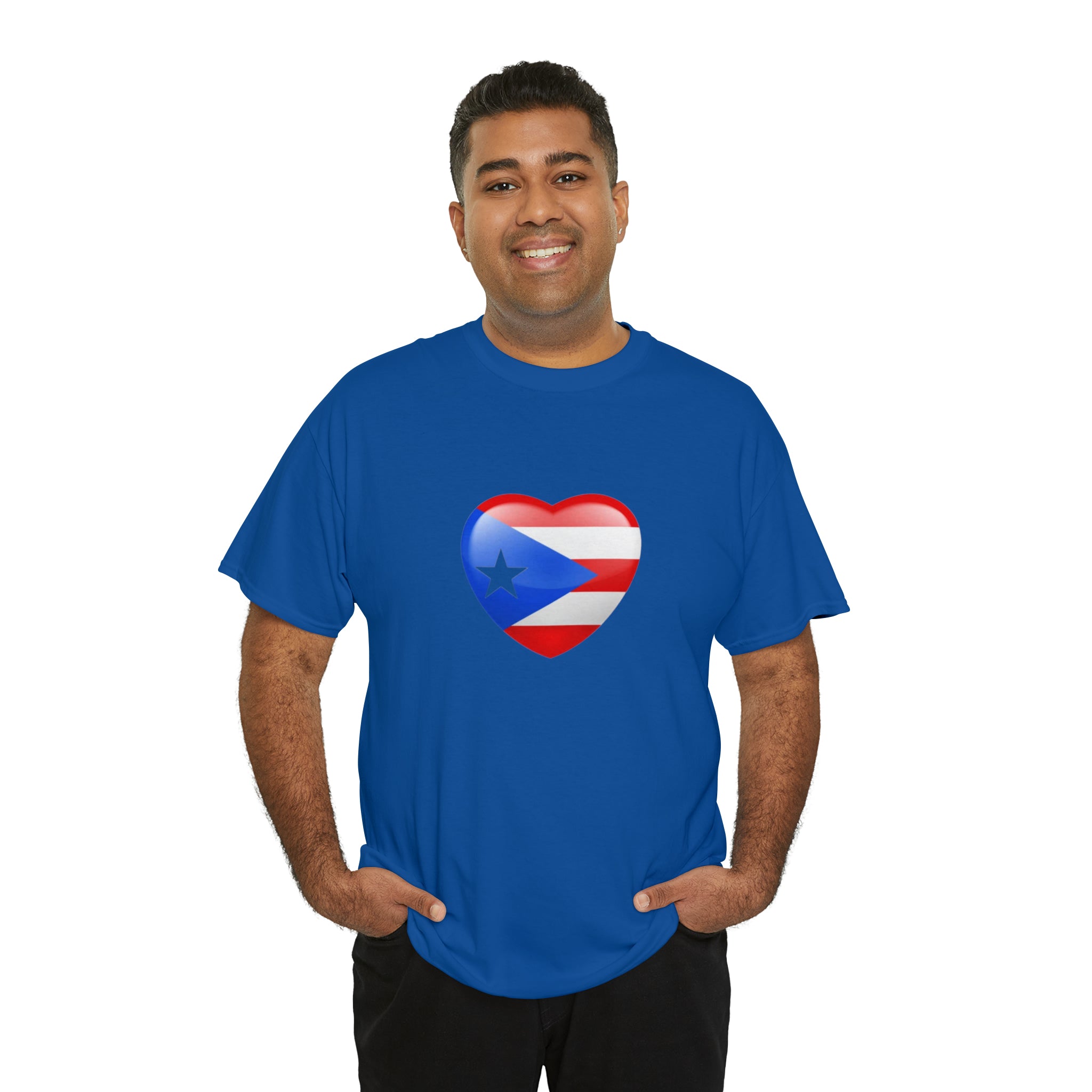 Puerto Rican Flag Heart Unisex Heavy Cotton Tee