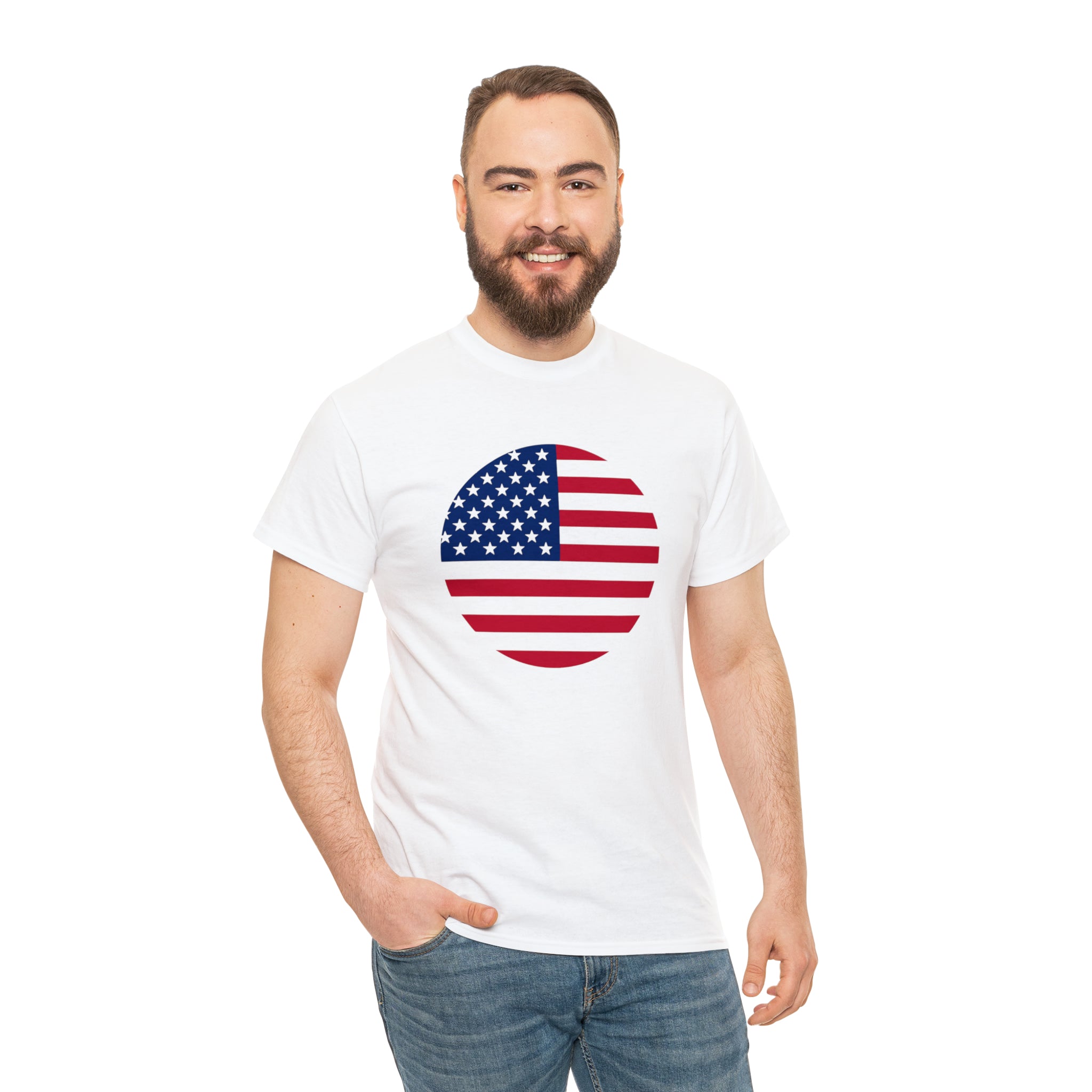 American Flag Globe Unisex Heavy Cotton Tee