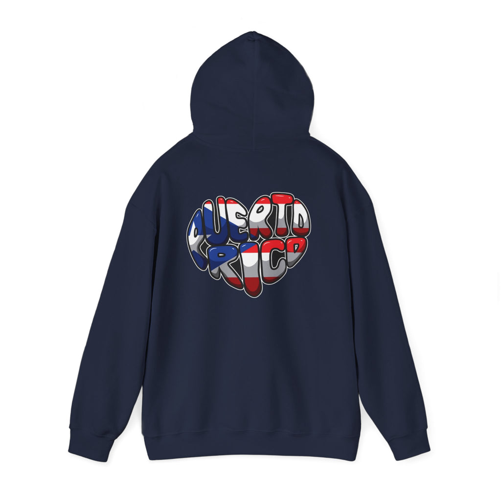 Puerto Rico Frog Hoodie — Coquí with Flag Heart Back Graphic