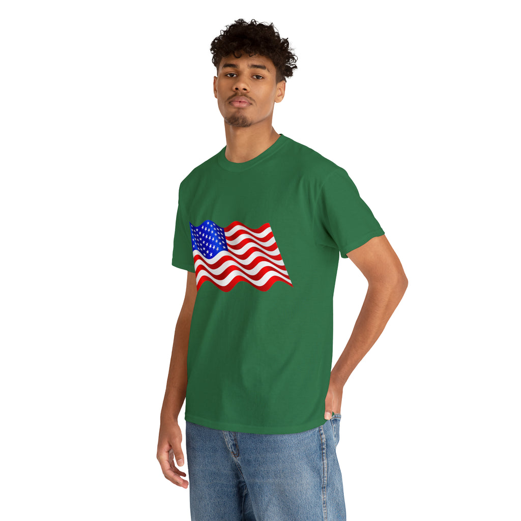 American Wavy Flag Unisex Heavy Cotton Tee