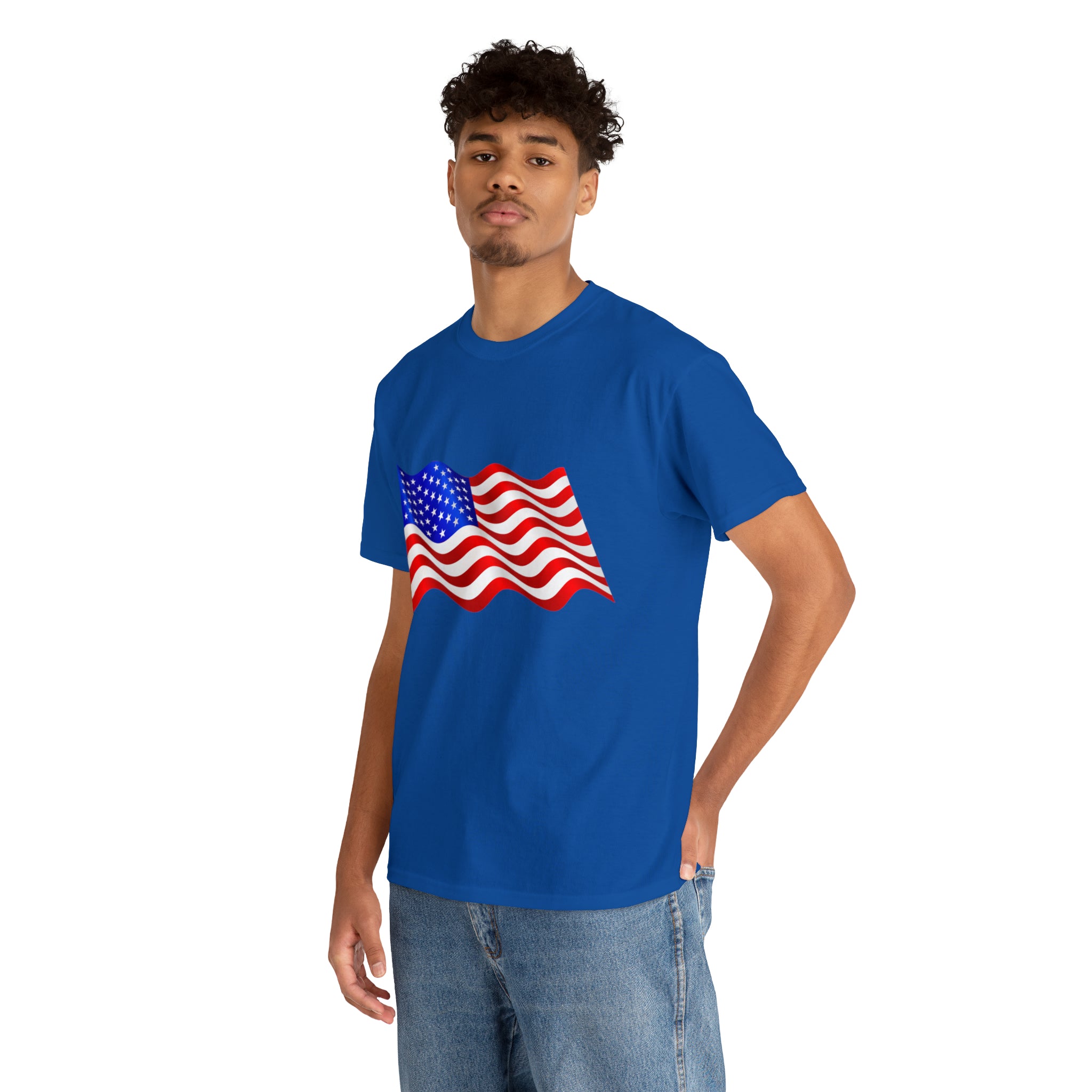 American Wavy Flag Unisex Heavy Cotton Tee