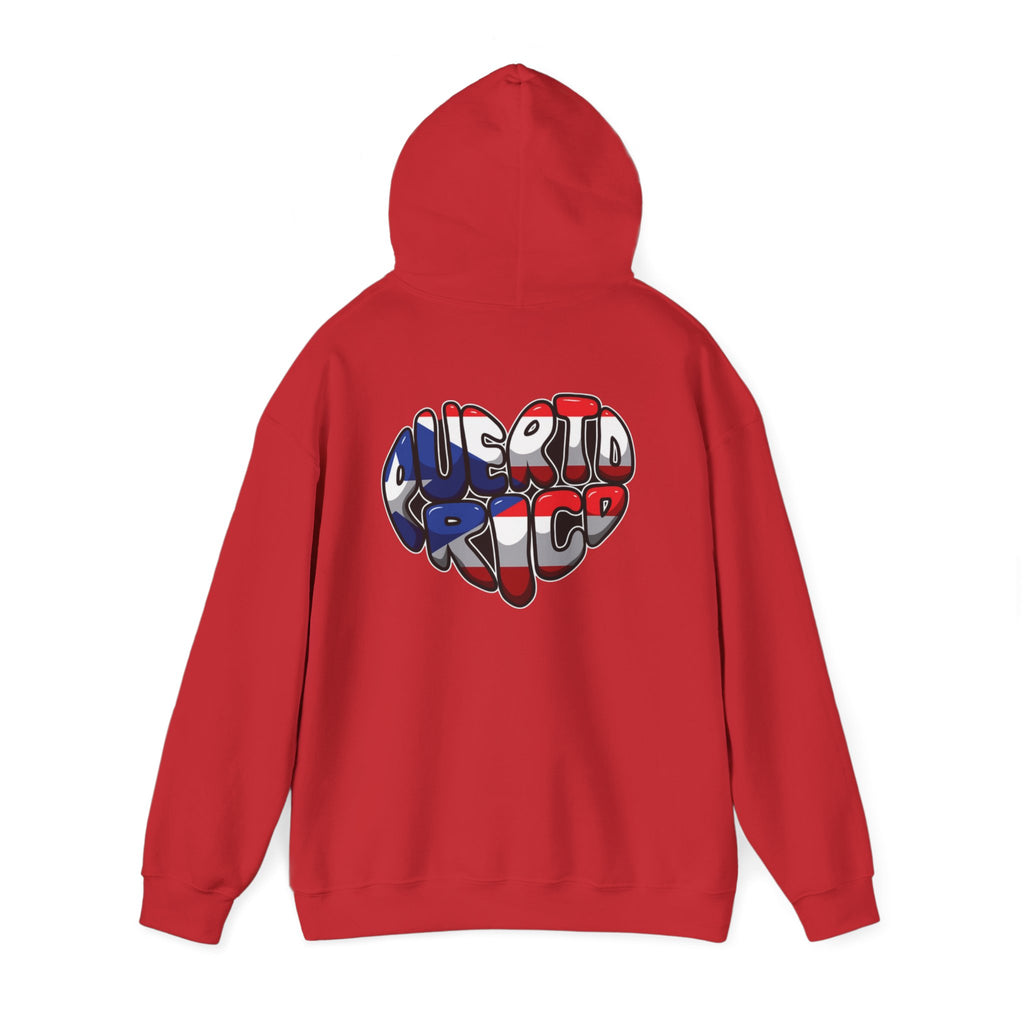 Puerto Rico Frog Hoodie — Coquí with Flag Heart Back Graphic