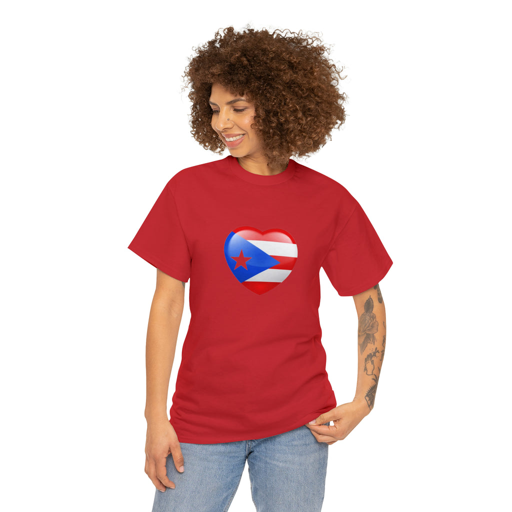 Puerto Rican Flag Heart Unisex Heavy Cotton Tee