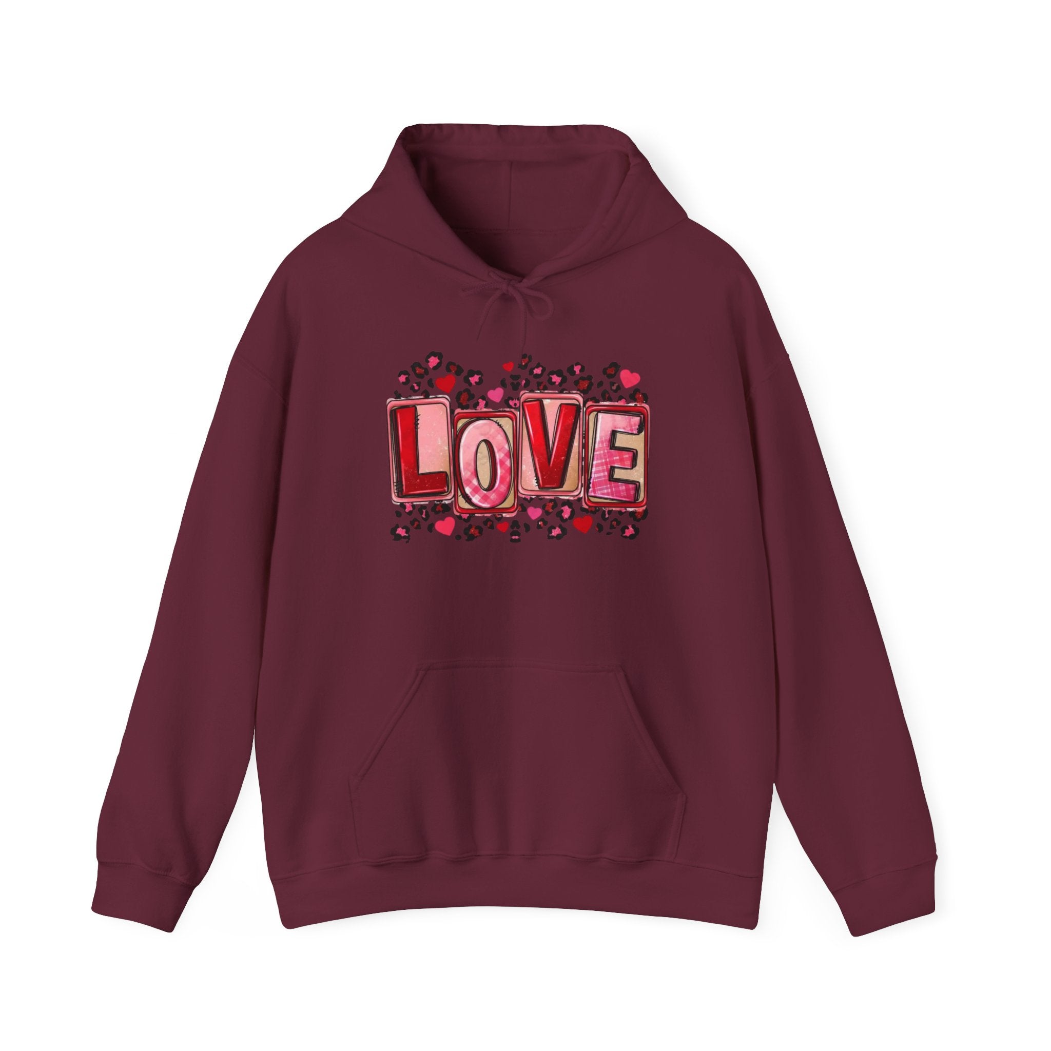 Valentine's Day Love Graphic Hoodie — Heart & 'LOVE' Valentine Pullover