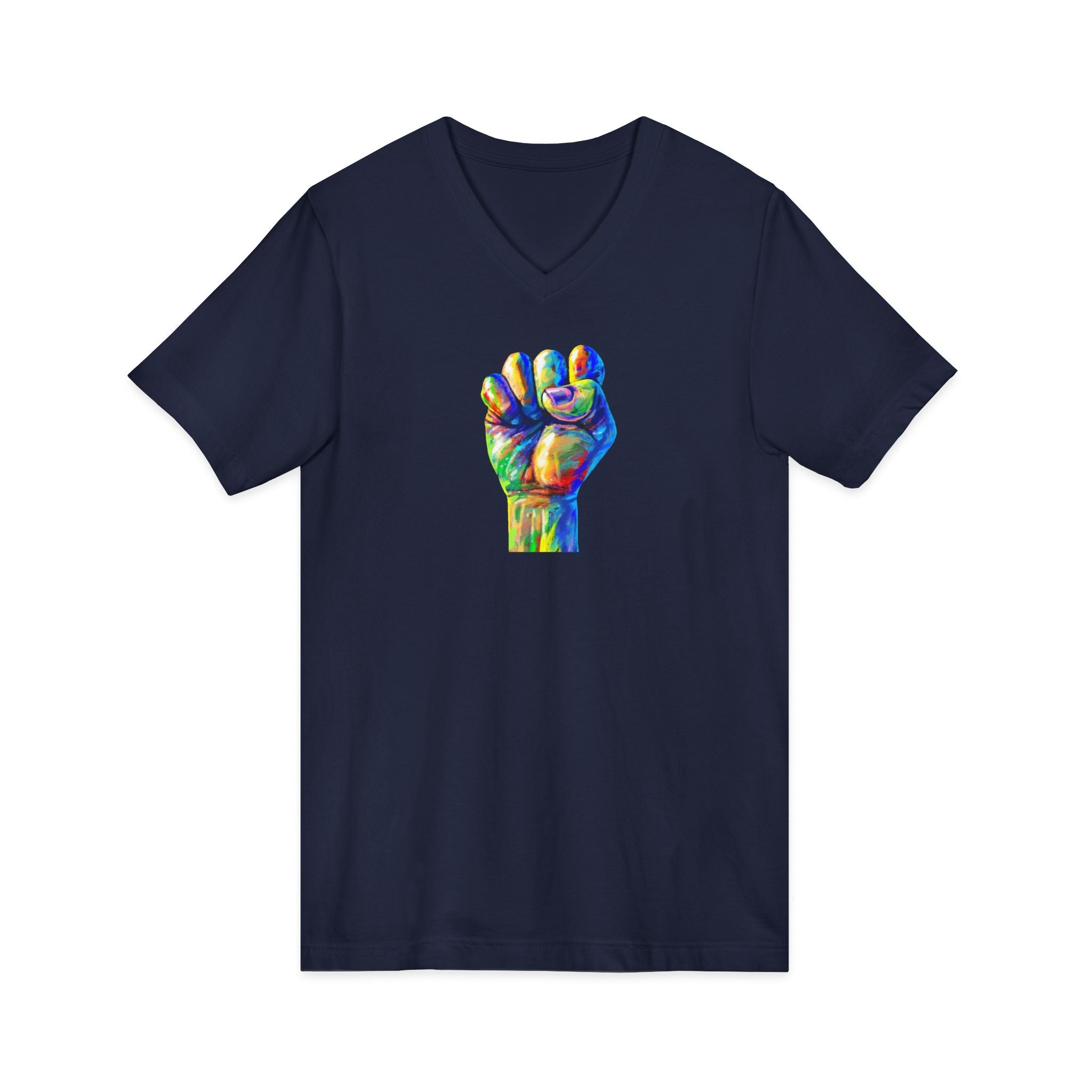 Power To The People Fist V-Neck Tee — Pride & Protest Solidarity T-Shirt