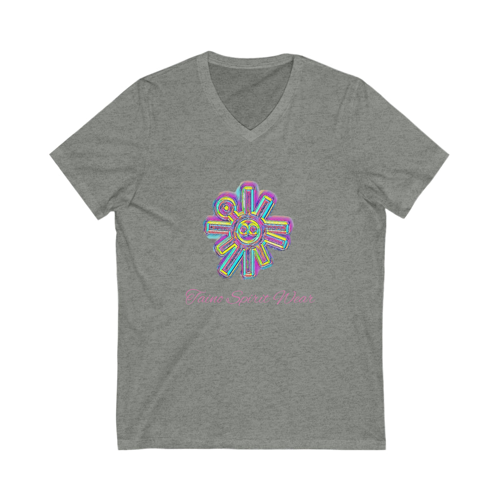 Taino Sun Symbolism Unisex Jersey Short Sleeve V-Neck Tee