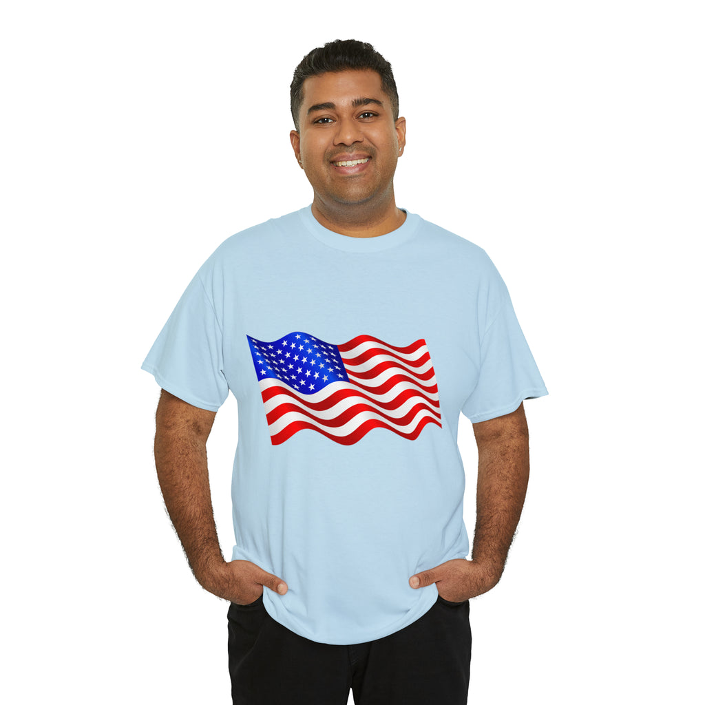 American Wavy Flag Unisex Heavy Cotton Tee