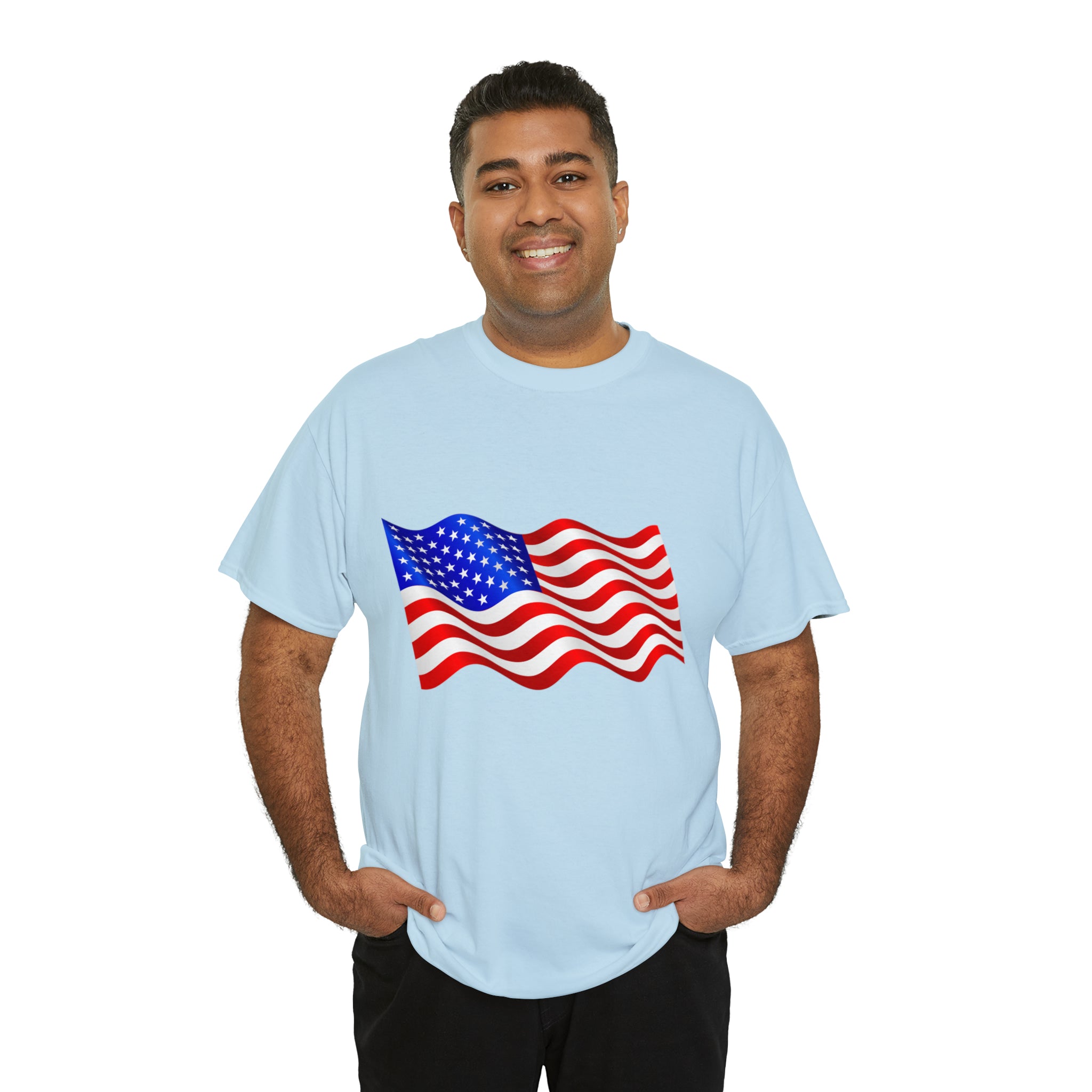 American Wavy Flag Unisex Heavy Cotton Tee
