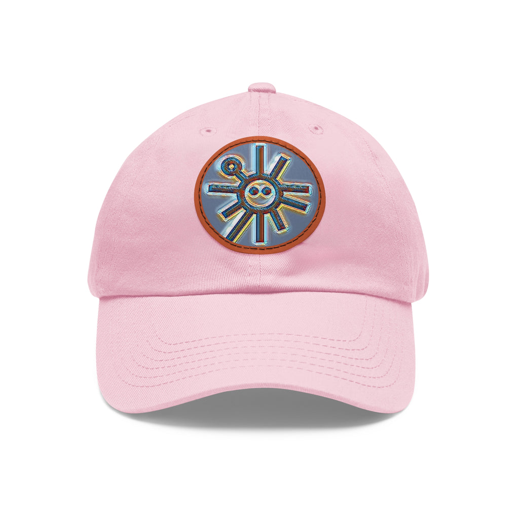 Taino Symbolism Dad Hat with Leather Patch (Round)